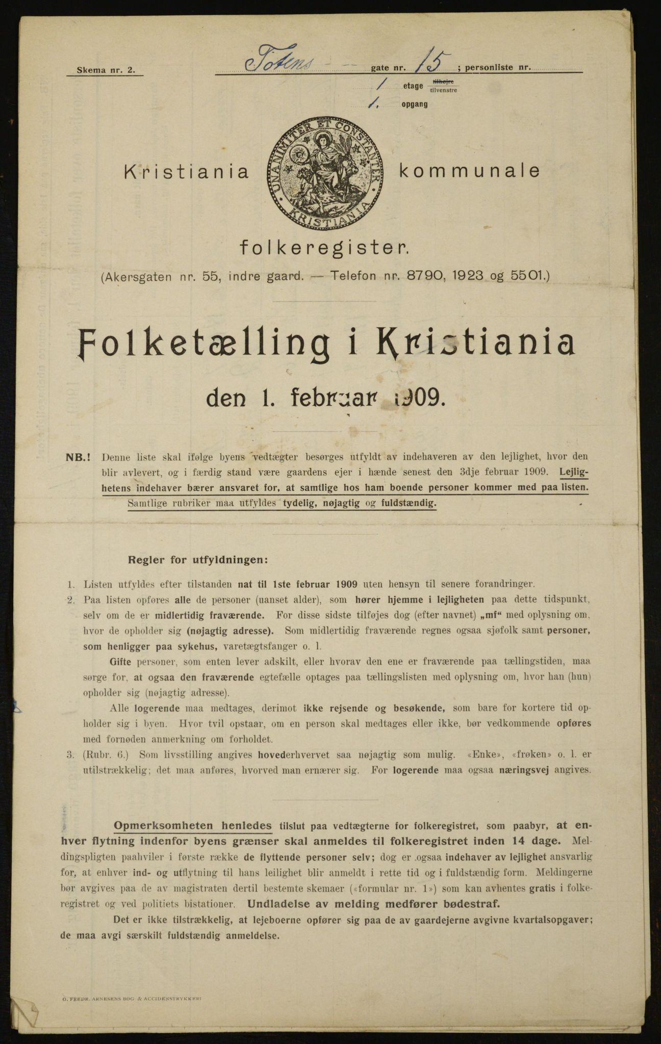 OBA, Municipal Census 1909 for Kristiania, 1909, p. 104796