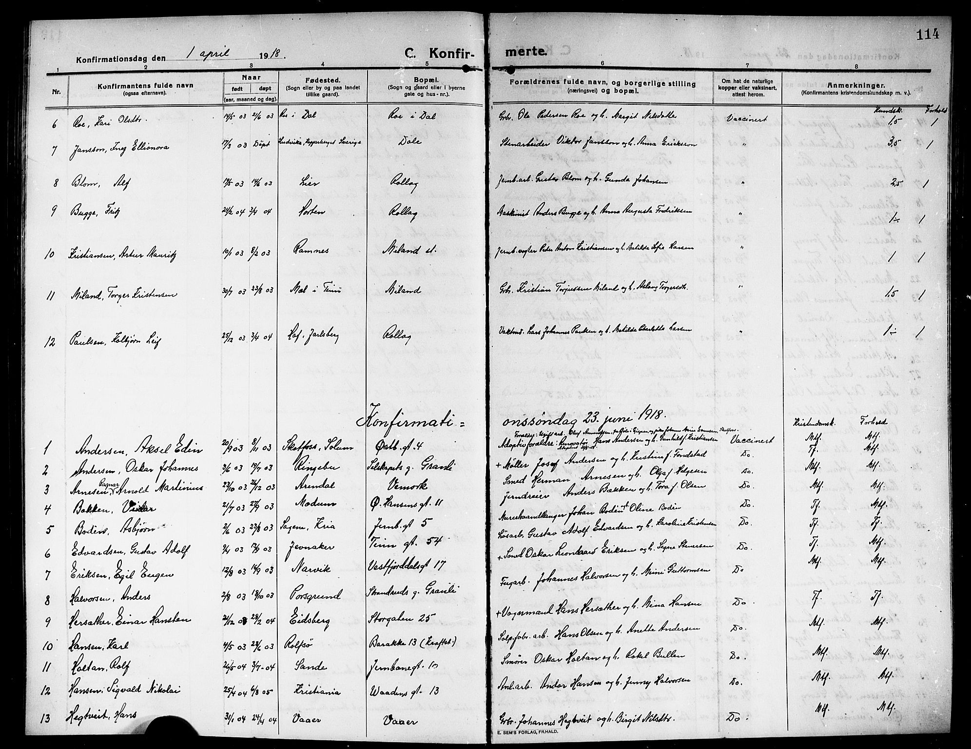 Rjukan kirkebøker, SAKO/A-294/G/Ga/L0002: Parish register (copy) no. 2, 1913-1920, p. 114