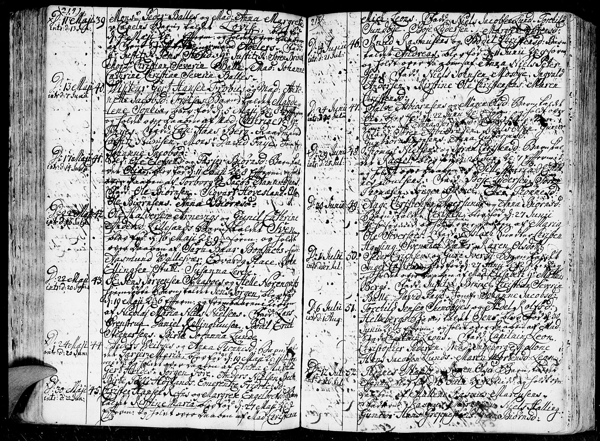 Kristiansand domprosti, AV/SAK-1112-0006/F/Fa/L0001: Parish register (official) no. A 1, 1734-1793, p. 214-215