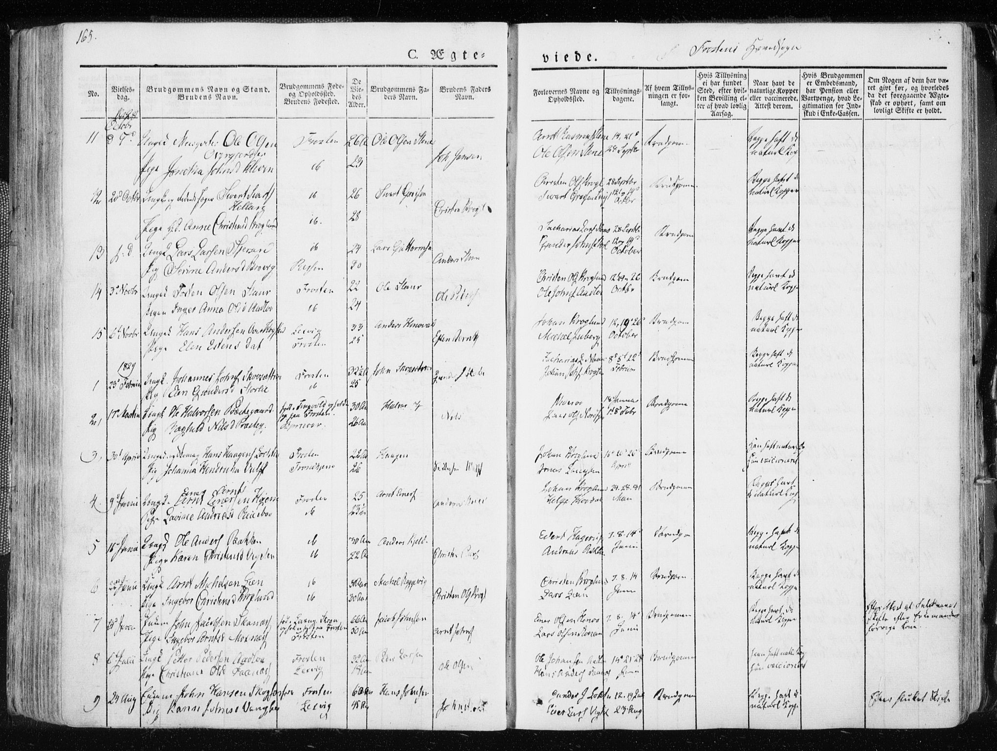 Ministerialprotokoller, klokkerbøker og fødselsregistre - Nord-Trøndelag, SAT/A-1458/713/L0114: Parish register (official) no. 713A05, 1827-1839, p. 165
