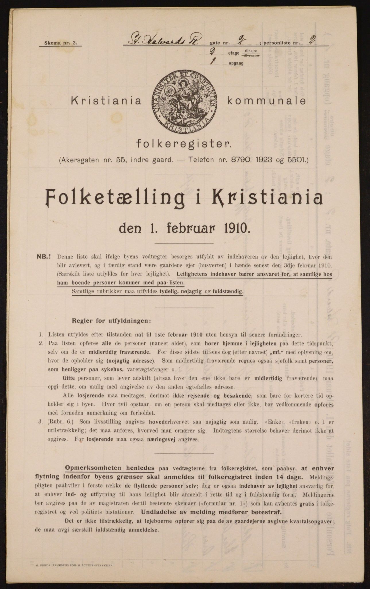 OBA, Municipal Census 1910 for Kristiania, 1910, p. 84055