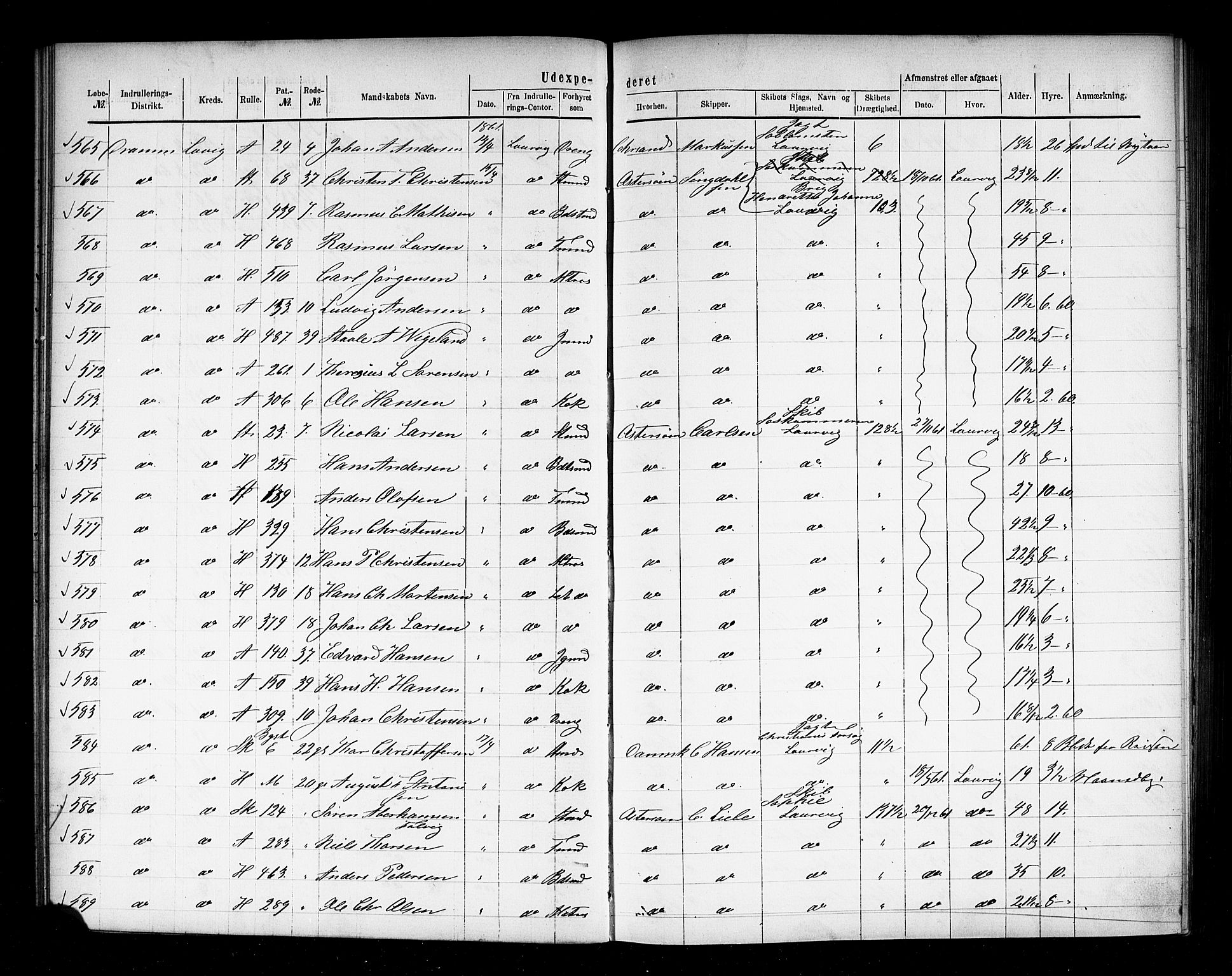 Drammen innrulleringsdistrikt, AV/SAKO-A-781/H/Ha/L0001: Mønstringsjournal, 1861-1870, p. 26