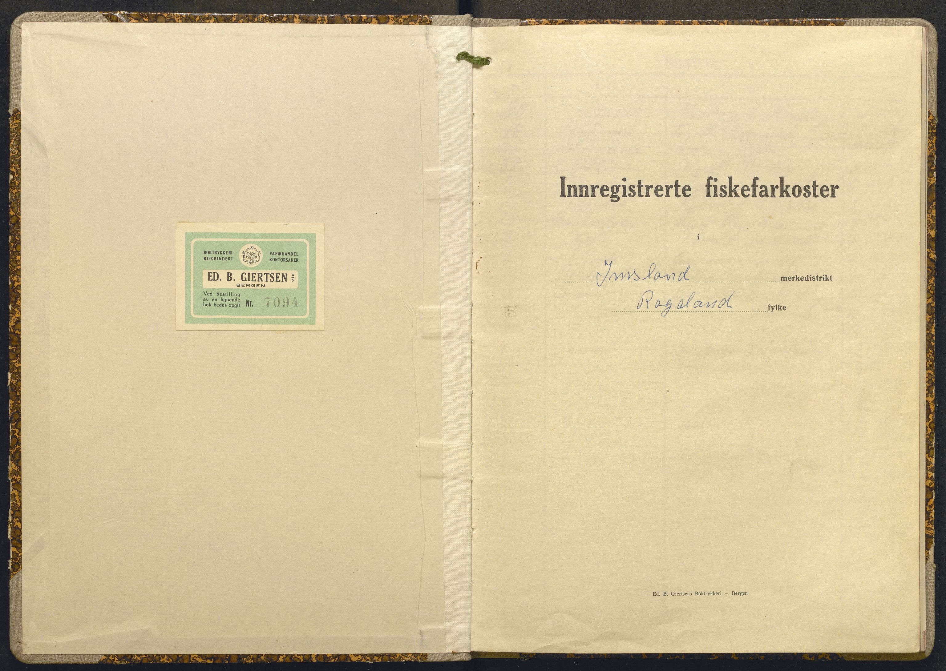 Fiskeridirektoratet - 1 Adm. ledelse - 13 Båtkontoret, AV/SAB-A-2003/I/Ia/Iai/L0047: 135.0918/2 Merkeprotokoll - Imsland, 1944-1964