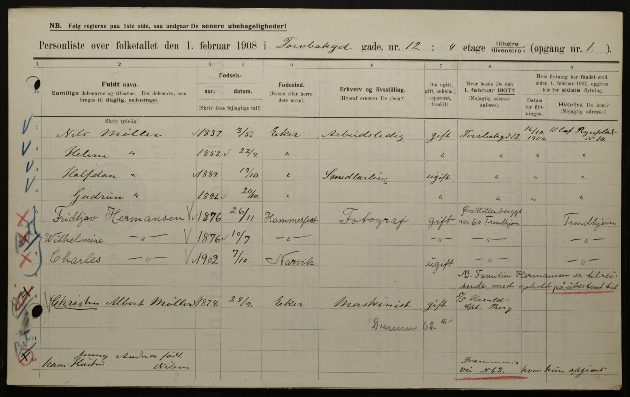 OBA, Municipal Census 1908 for Kristiania, 1908, p. 103635