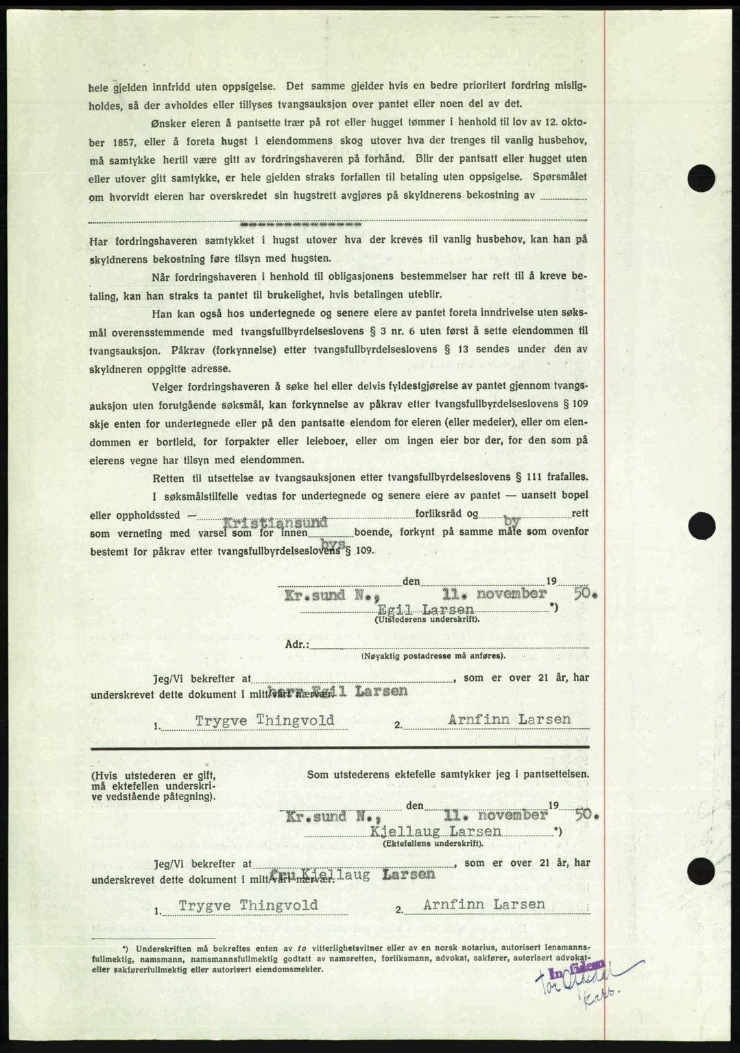 Kristiansund byfogd, AV/SAT-A-4587/A/27: Mortgage book no. 50, 1950-1950, Diary no: : 1997/1950