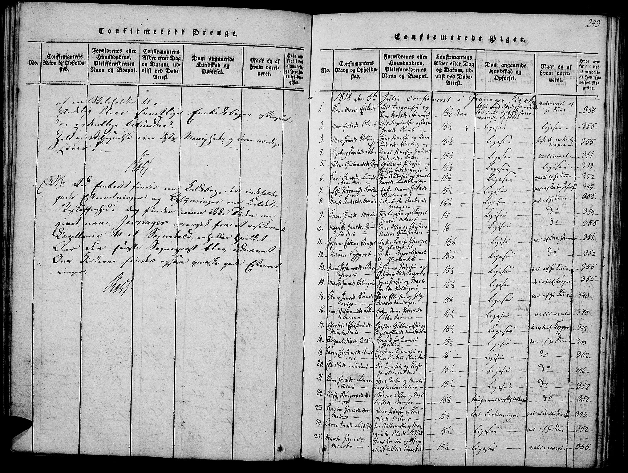 Jevnaker prestekontor, SAH/PREST-116/H/Ha/Haa/L0005: Parish register (official) no. 5, 1815-1837, p. 243