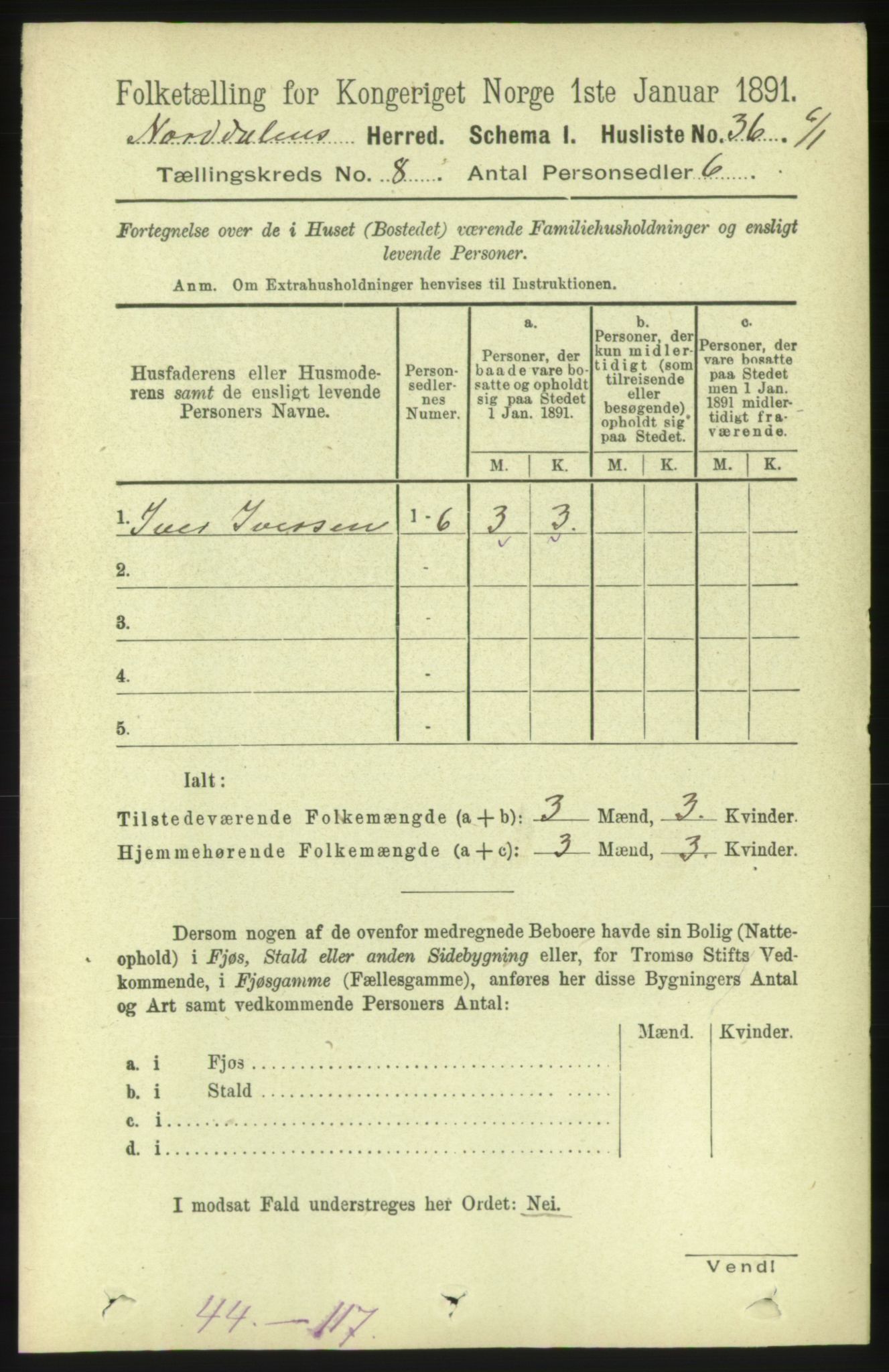 RA, 1891 census for 1524 Norddal, 1891, p. 1550