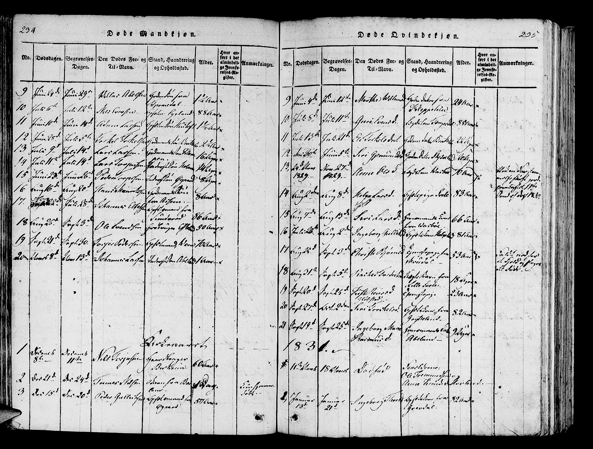 Helleland sokneprestkontor, SAST/A-101810: Parish register (official) no. A 5, 1815-1834, p. 234-235