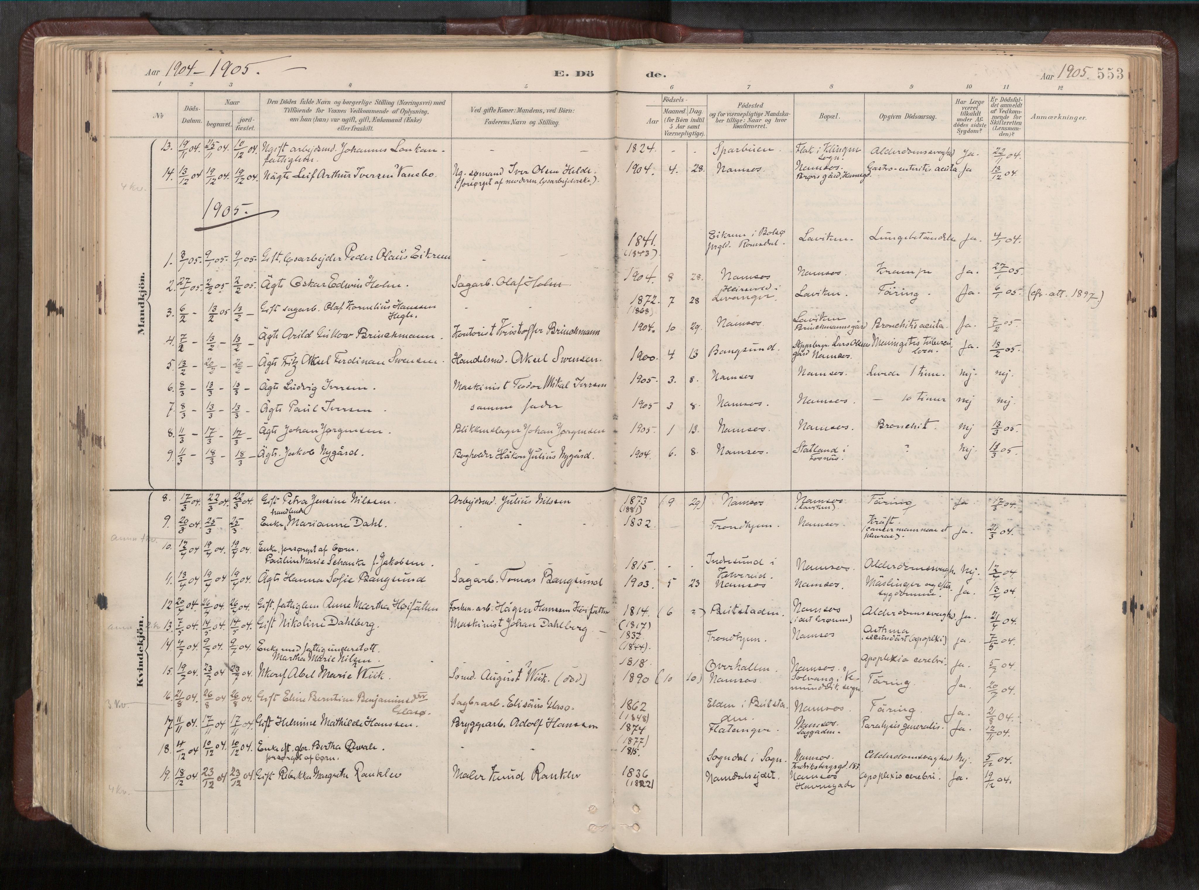 Ministerialprotokoller, klokkerbøker og fødselsregistre - Nord-Trøndelag, SAT/A-1458/768/L0579a: Parish register (official) no. 768A14, 1887-1931, p. 553