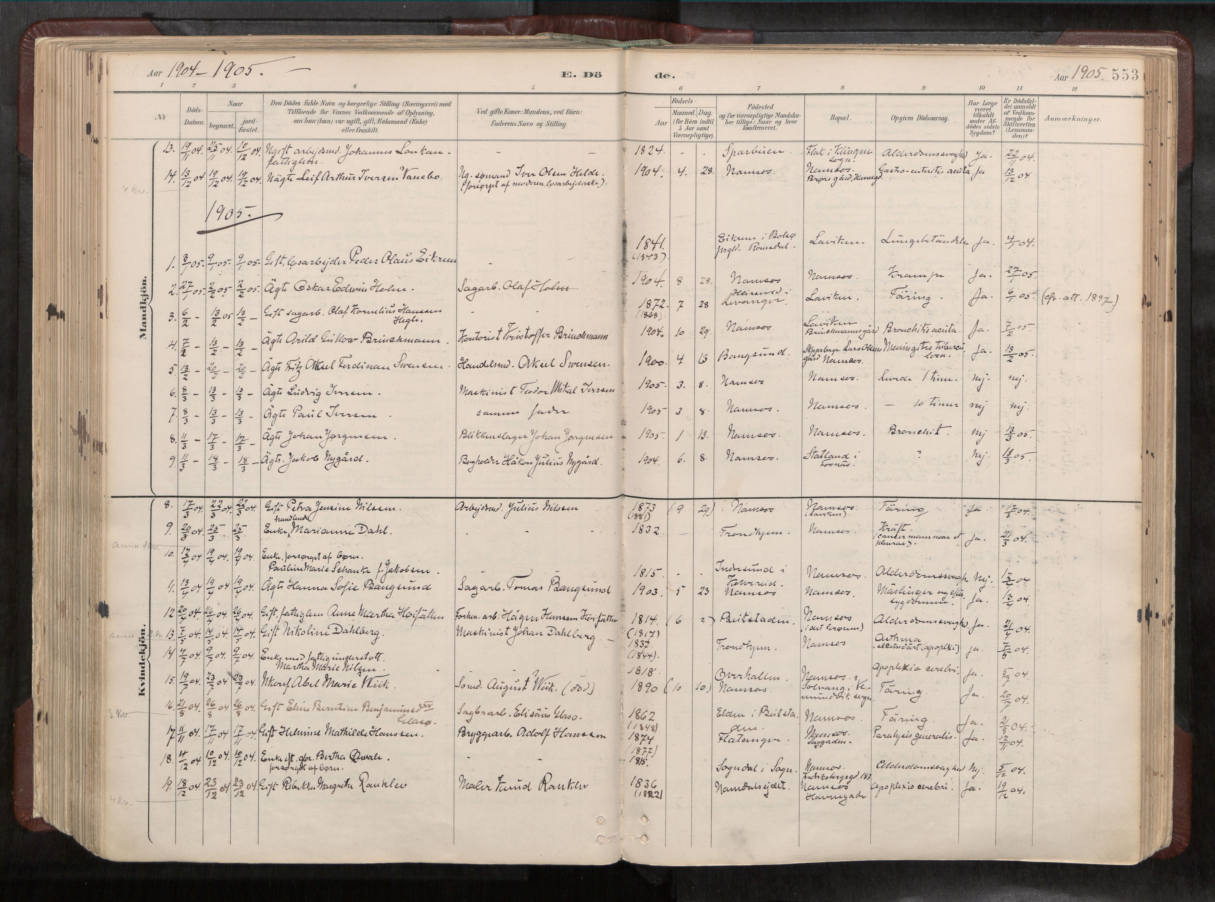 Ministerialprotokoller, klokkerbøker og fødselsregistre - Nord-Trøndelag, AV/SAT-A-1458/768/L0579a: Parish register (official) no. 768A14, 1887-1931, p. 553