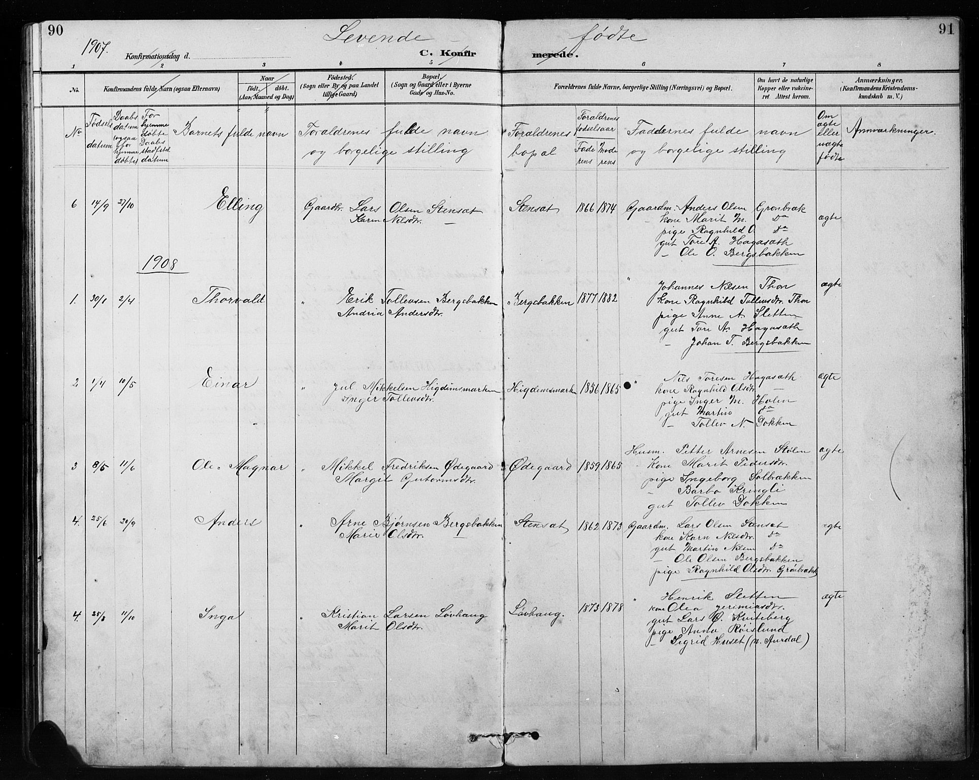 Etnedal prestekontor, SAH/PREST-130/H/Ha/Hab/Habb/L0001: Parish register (copy) no. II 1, 1894-1911, p. 90-91