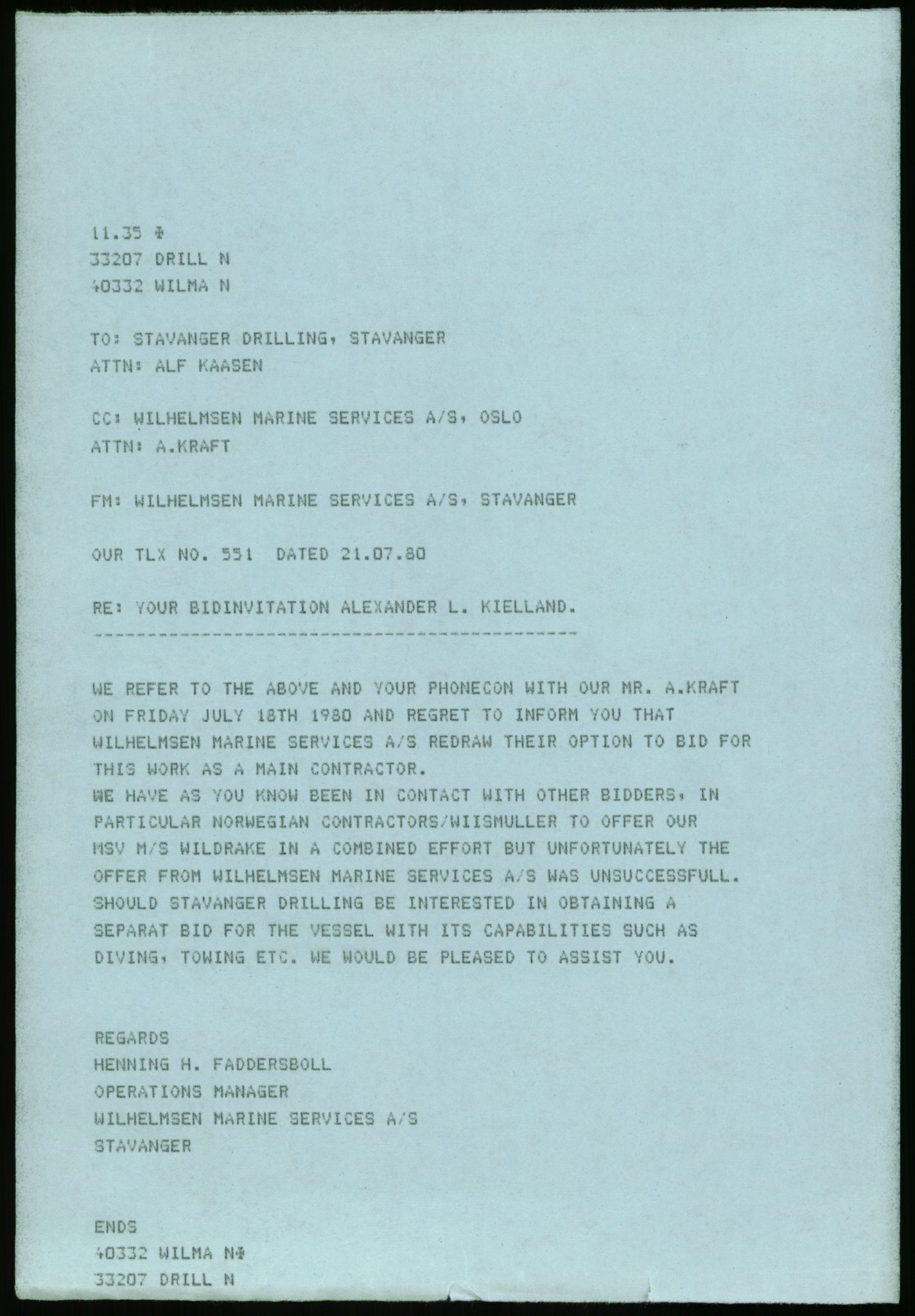 Pa 1503 - Stavanger Drilling AS, AV/SAST-A-101906/Da/L0013: Alexander L. Kielland - Saks- og korrespondansearkiv, 1980, p. 8