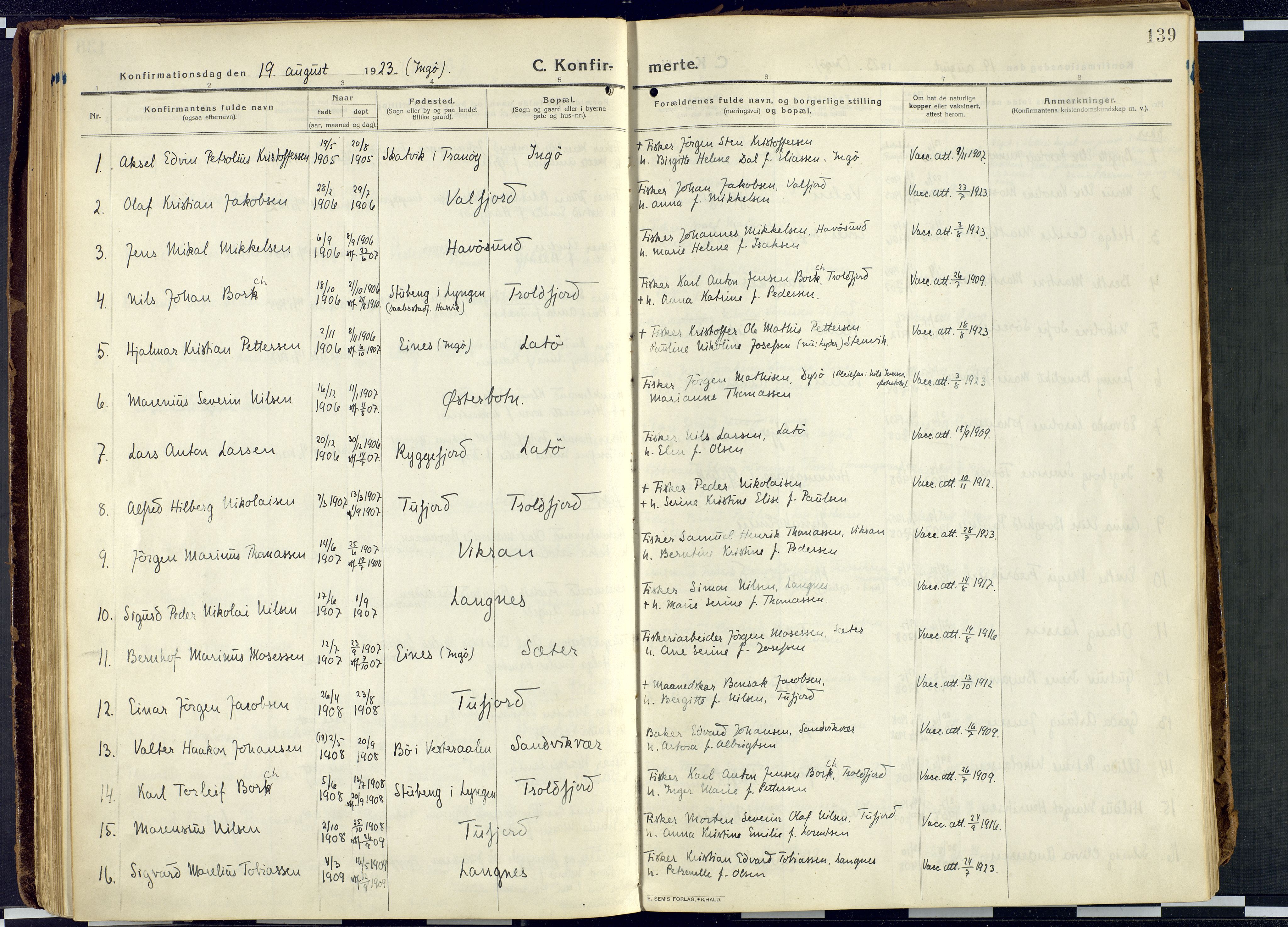 Måsøy sokneprestkontor, AV/SATØ-S-1348/H/Ha/L0010kirke: Parish register (official) no. 10, 1915-1933, p. 139