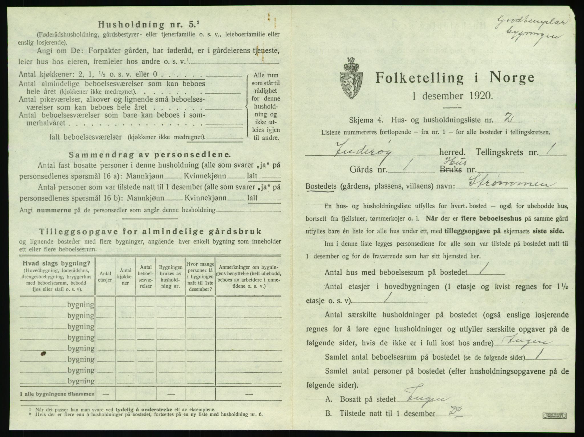 SAT, 1920 census for Inderøy, 1920, p. 43