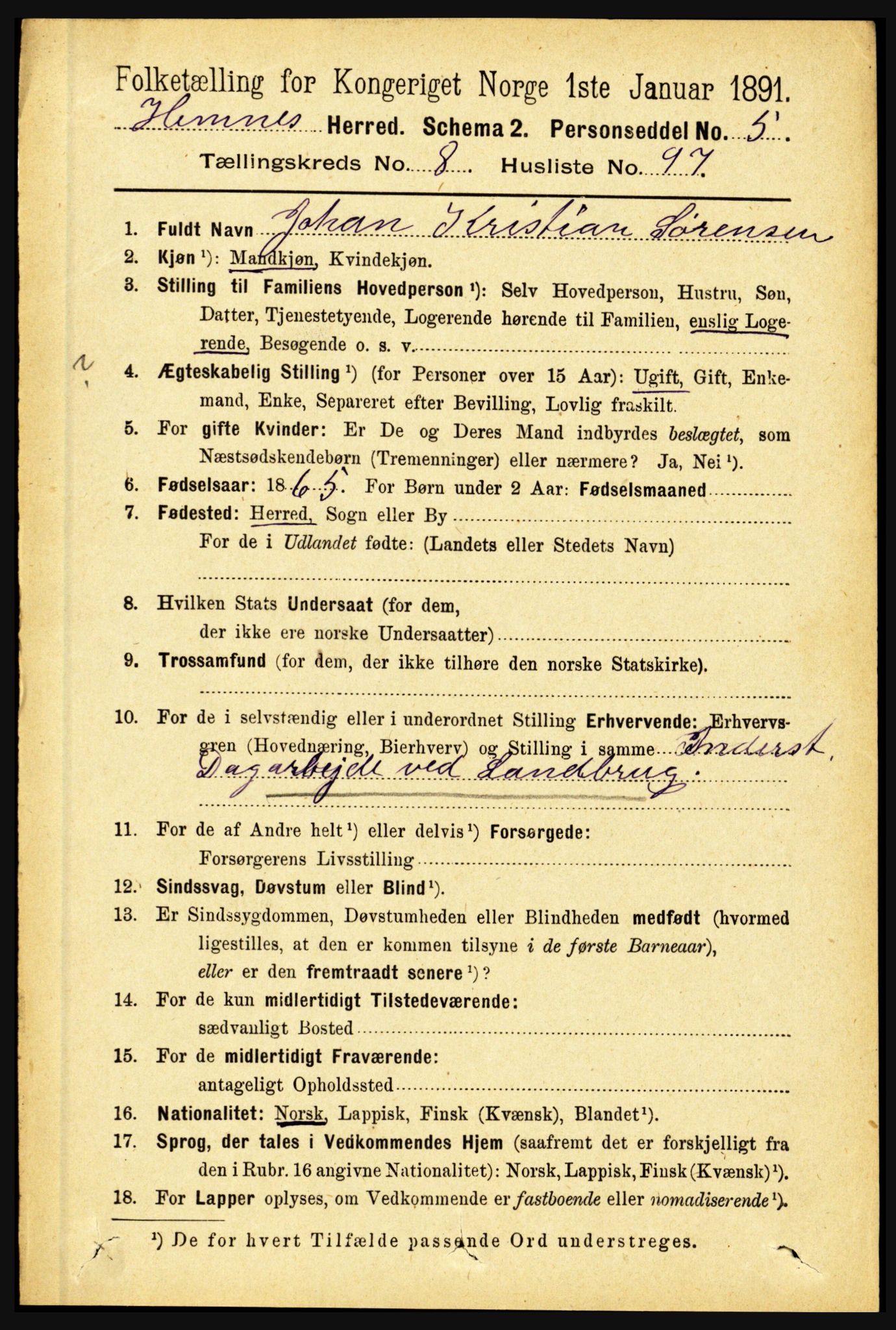 RA, 1891 census for 1832 Hemnes, 1891, p. 4246