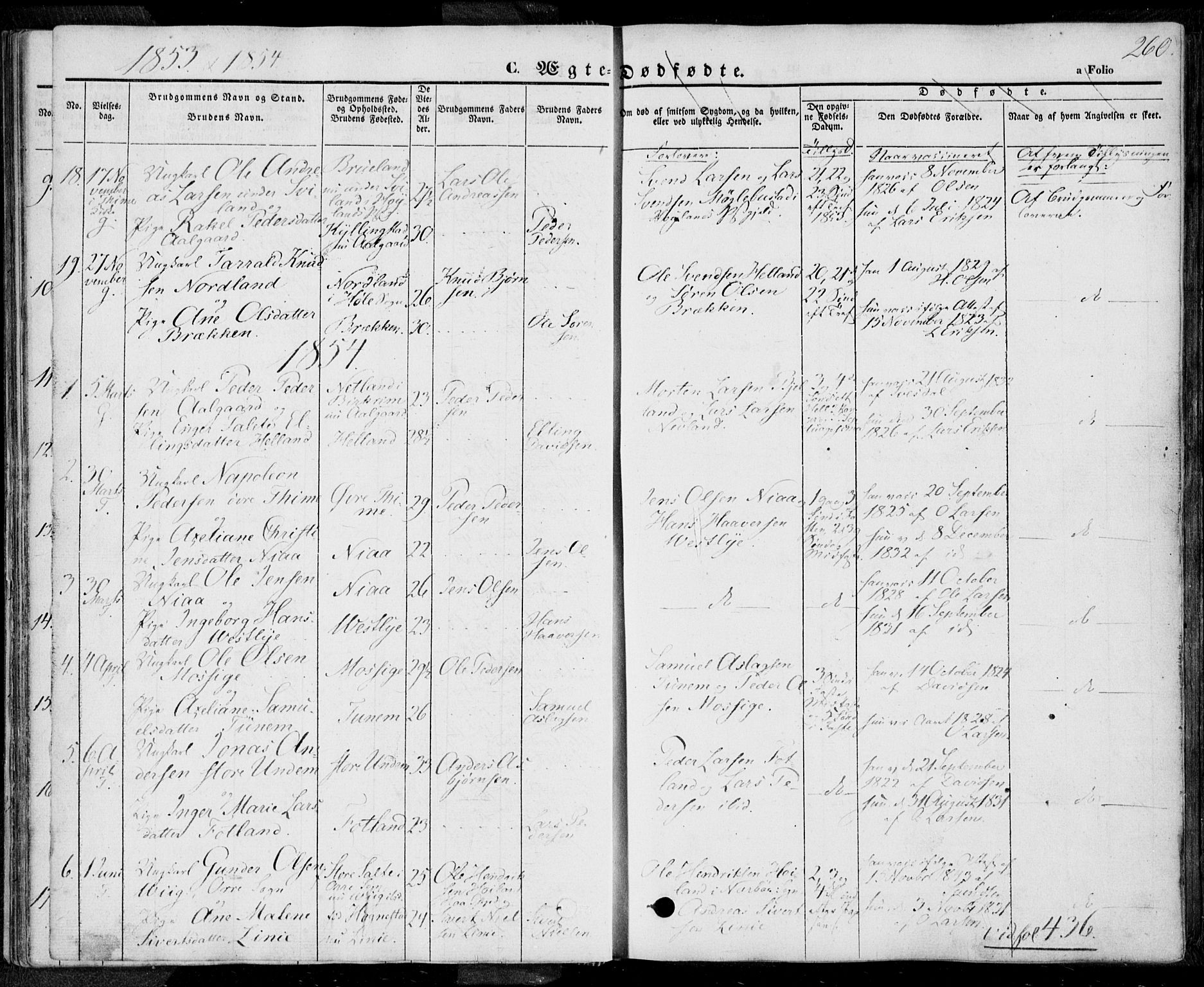 Lye sokneprestkontor, SAST/A-101794/001/30BA/L0006: Parish register (official) no. A 5.2, 1842-1855, p. 260