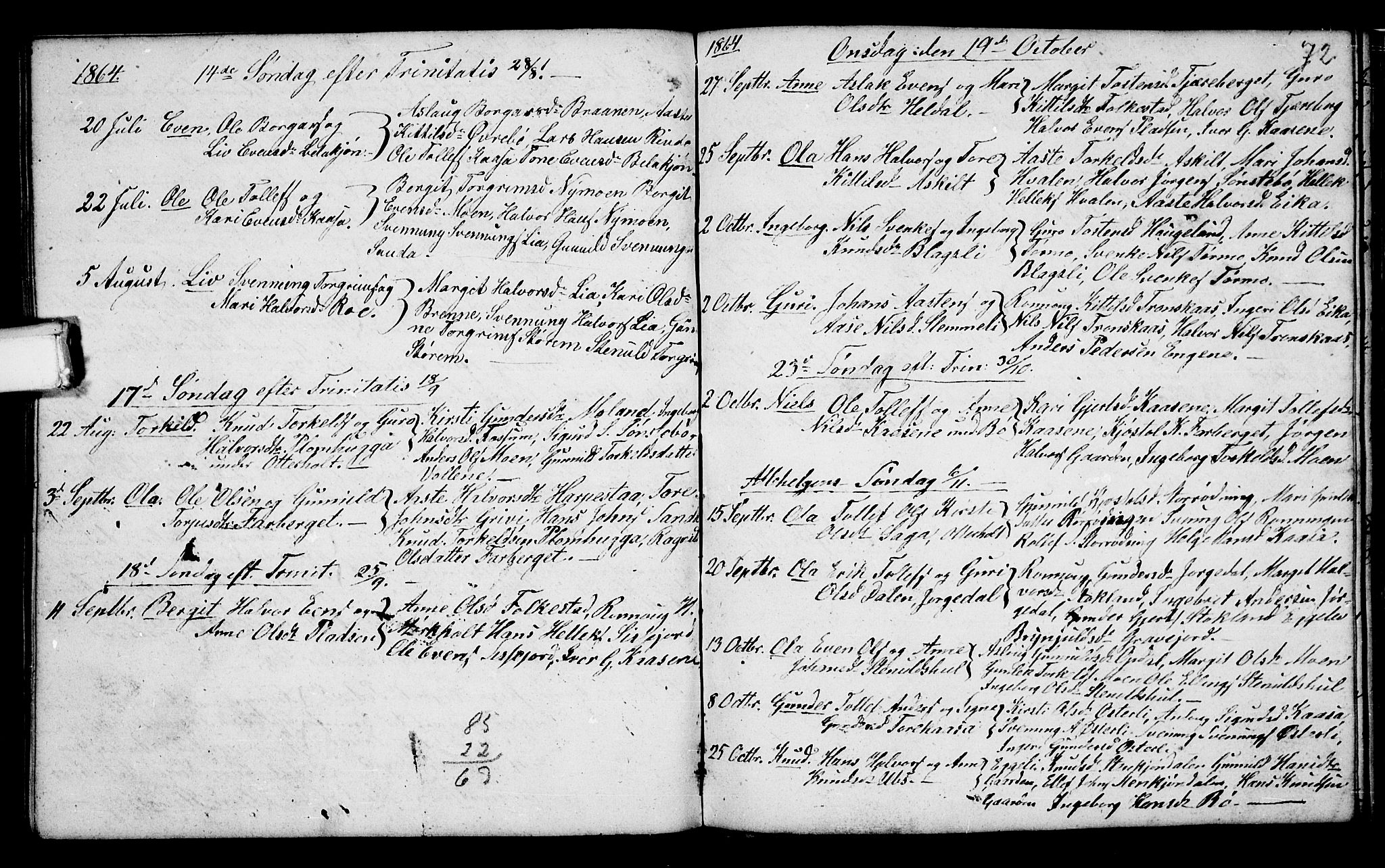 Bø kirkebøker, SAKO/A-257/G/Ga/L0002: Parish register (copy) no. 2, 1853-1866, p. 72