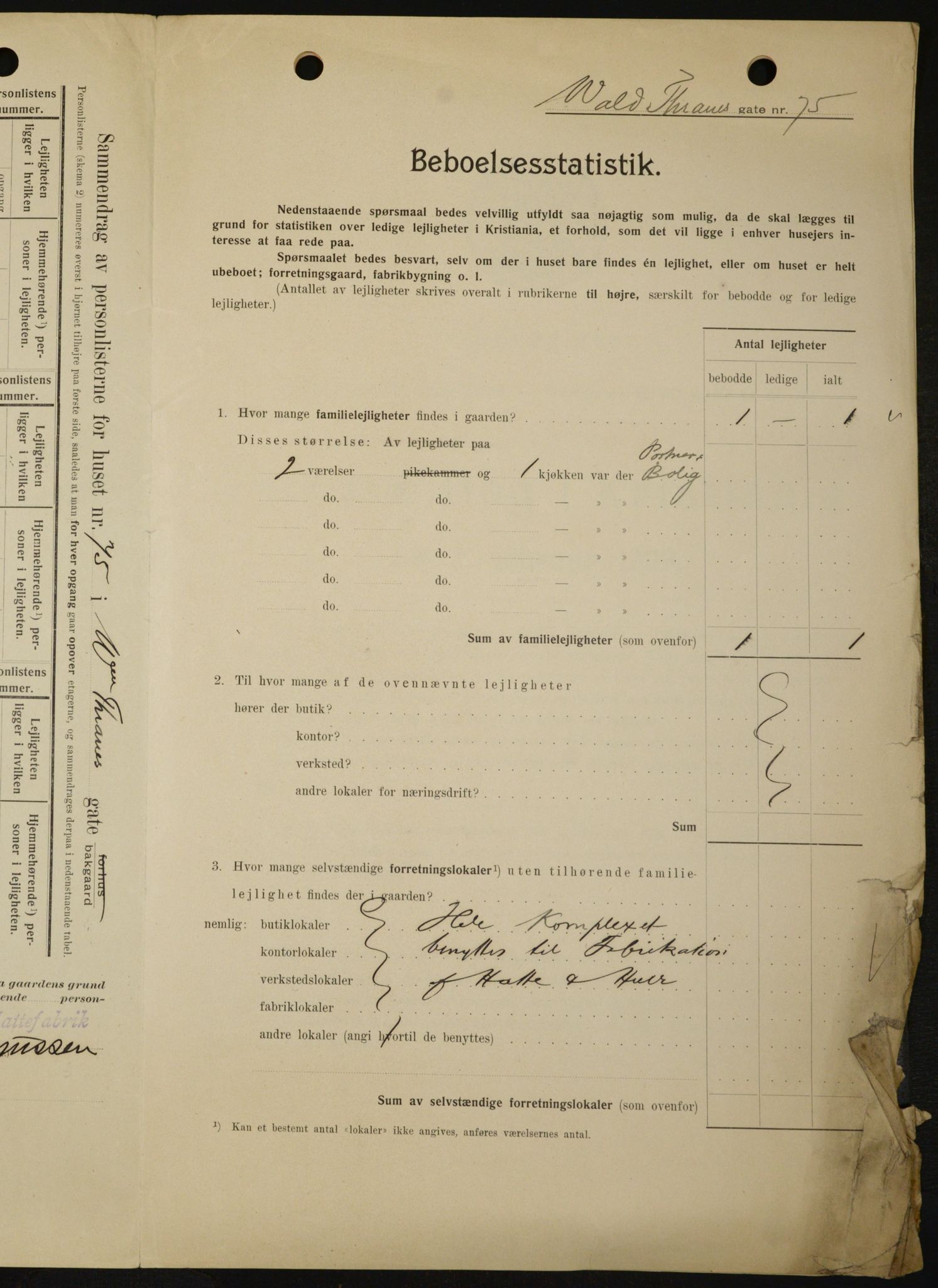 OBA, Municipal Census 1909 for Kristiania, 1909, p. 115558