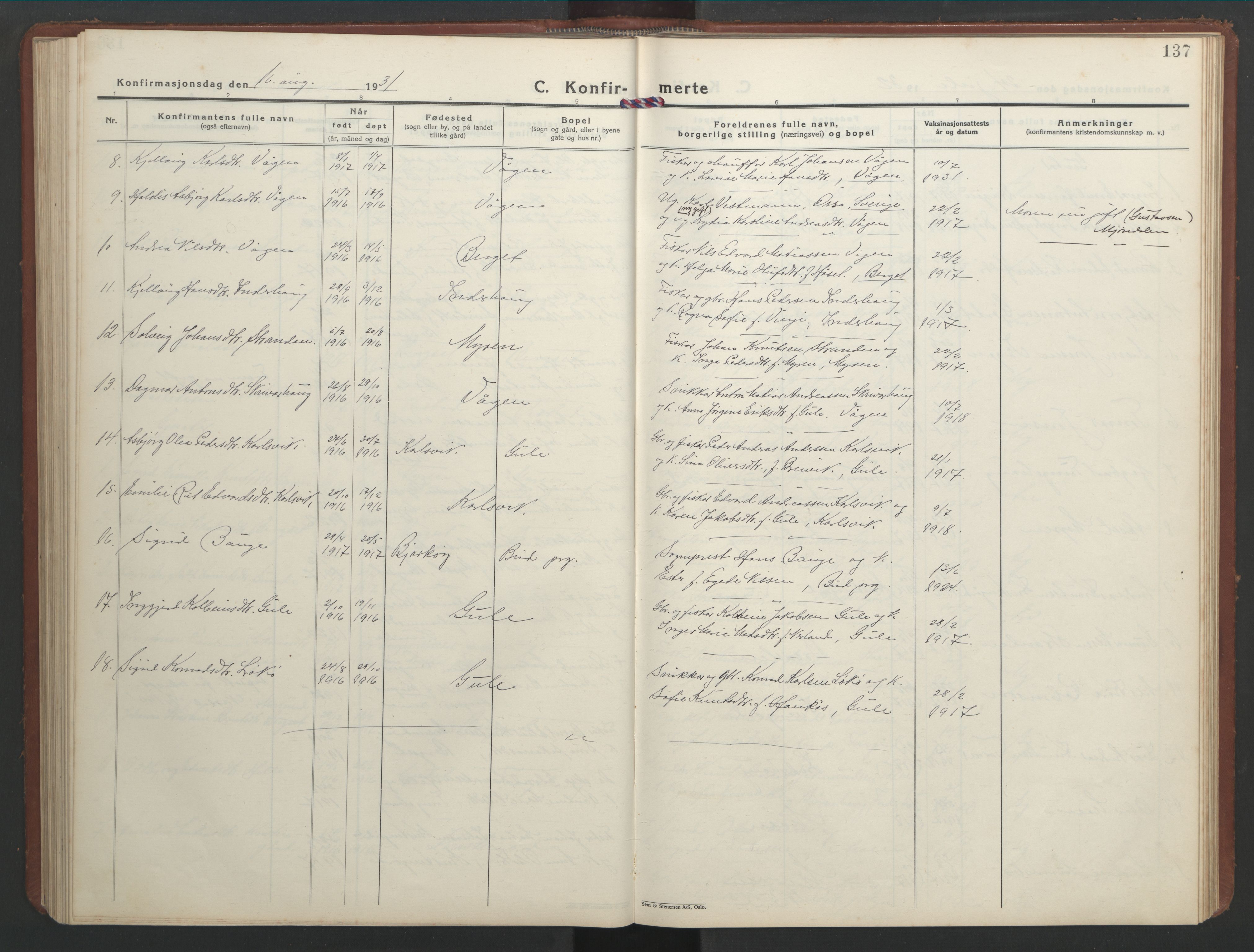 Ministerialprotokoller, klokkerbøker og fødselsregistre - Møre og Romsdal, AV/SAT-A-1454/566/L0775: Parish register (copy) no. 566C04, 1930-1946, p. 137