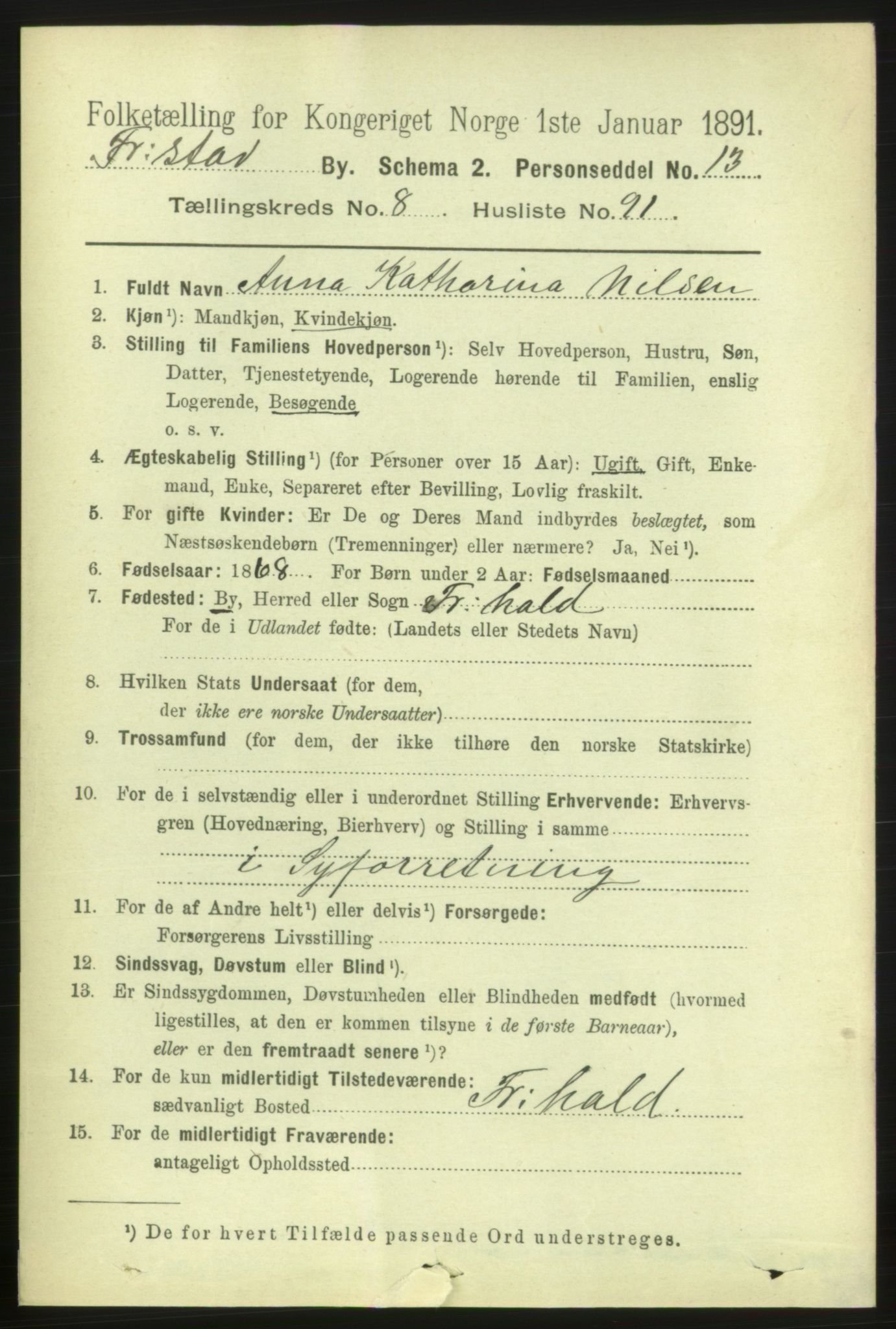 RA, 1891 census for 0103 Fredrikstad, 1891, p. 10458