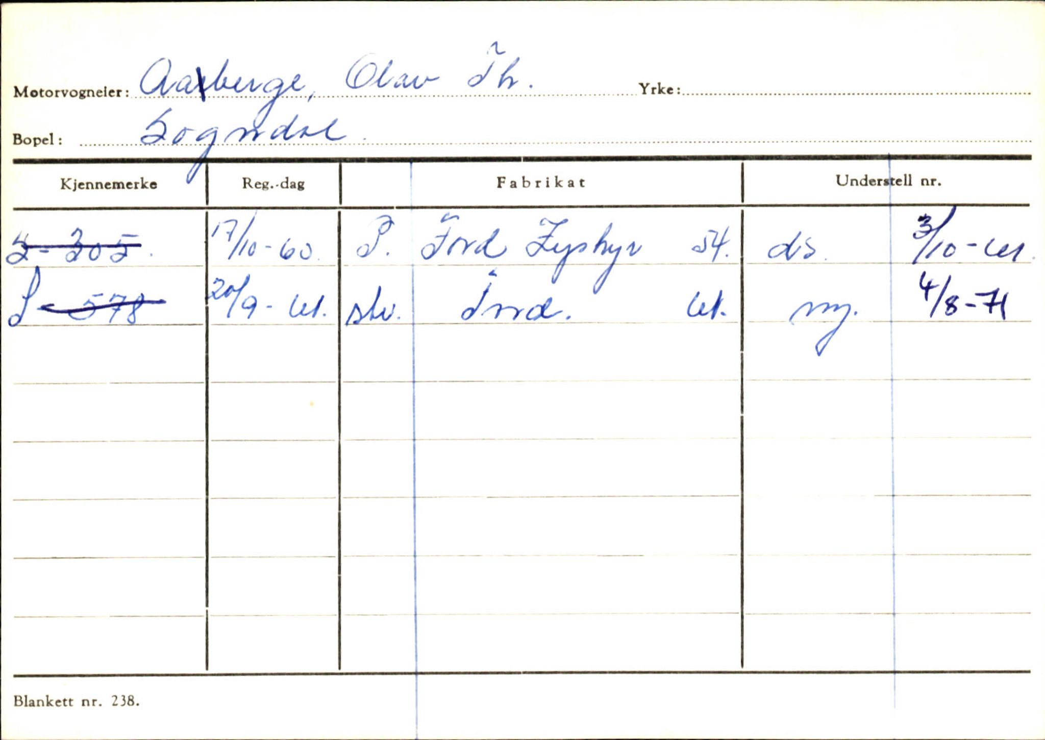 Statens vegvesen, Sogn og Fjordane vegkontor, AV/SAB-A-5301/4/F/L0125: Eigarregister Sogndal V-Å. Aurland A-Å. Fjaler A-N, 1945-1975, p. 329