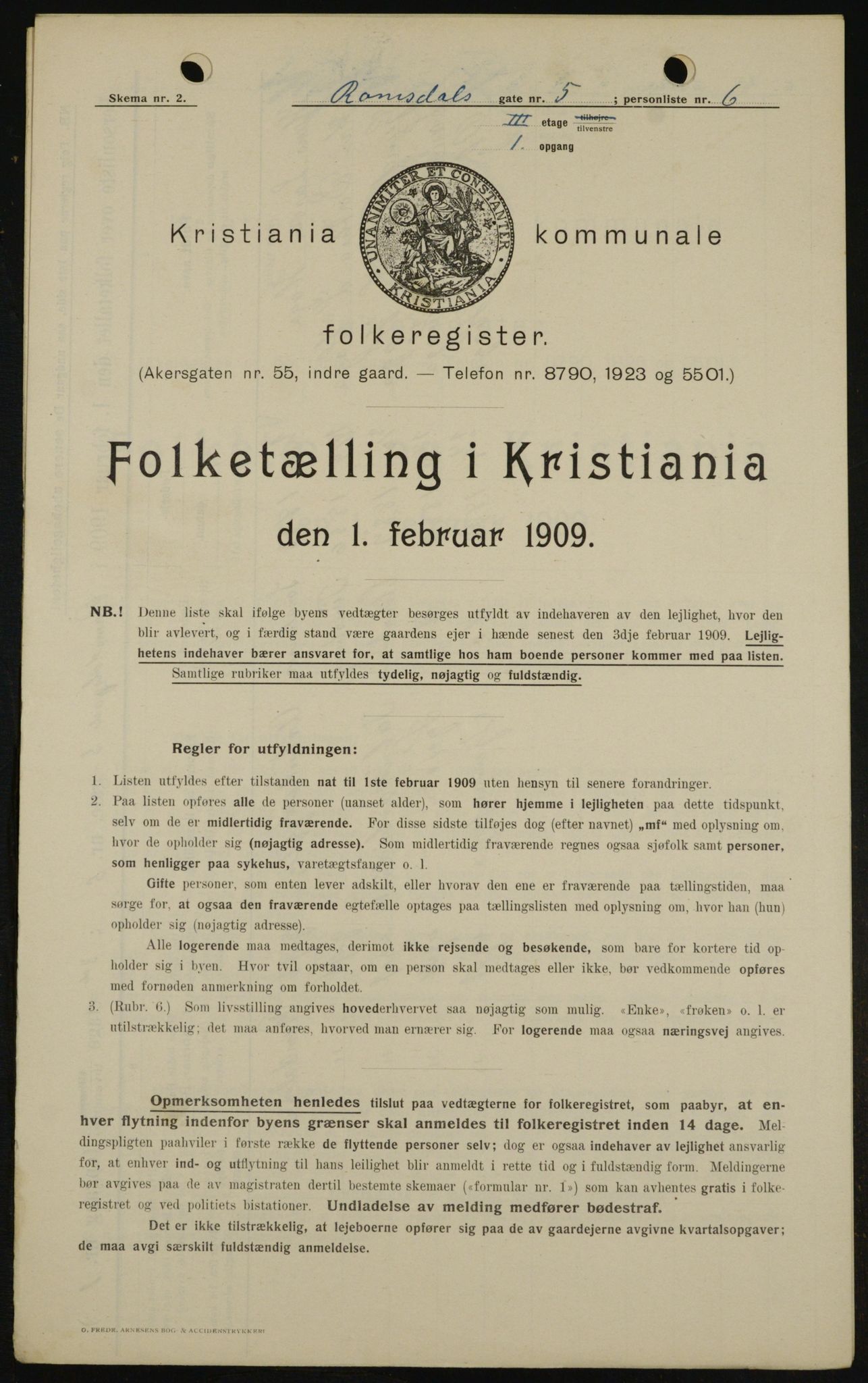 OBA, Municipal Census 1909 for Kristiania, 1909, p. 75471