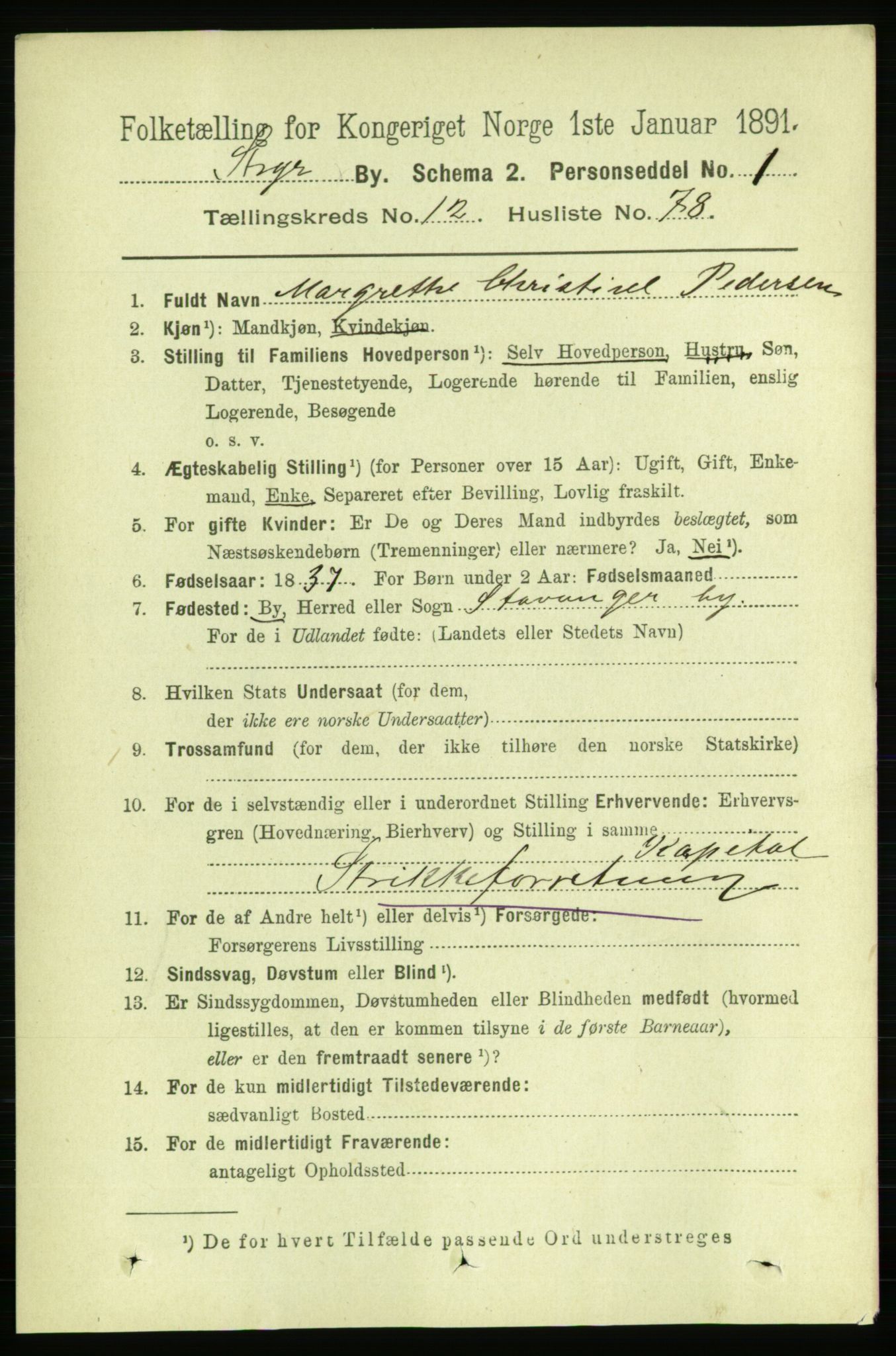 RA, 1891 census for 1103 Stavanger, 1891, p. 15767