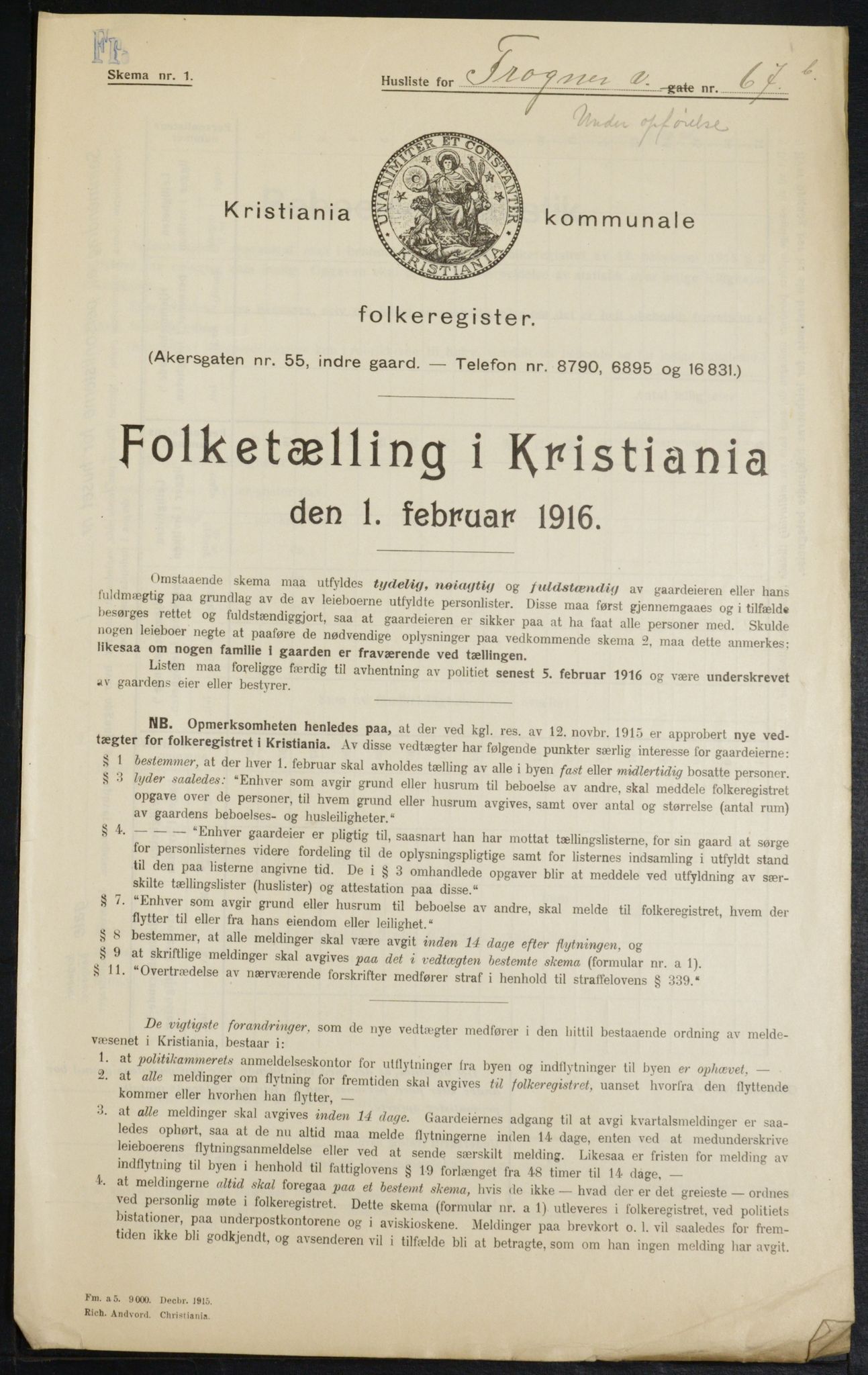 OBA, Municipal Census 1916 for Kristiania, 1916, p. 28526