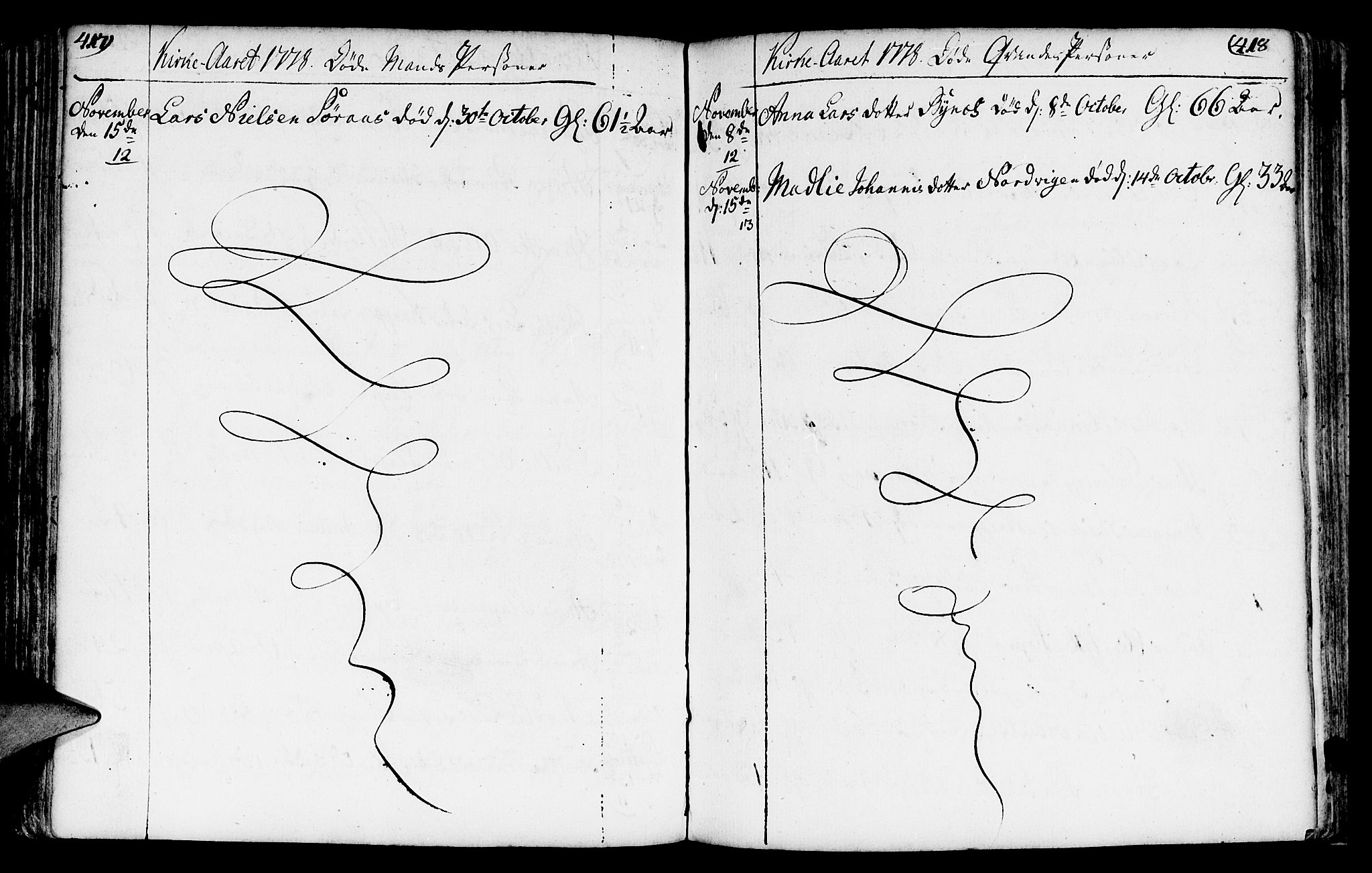 Fana Sokneprestembete, AV/SAB-A-75101/H/Haa/Haaa/L0005: Parish register (official) no. A 5, 1773-1799, p. 417-418