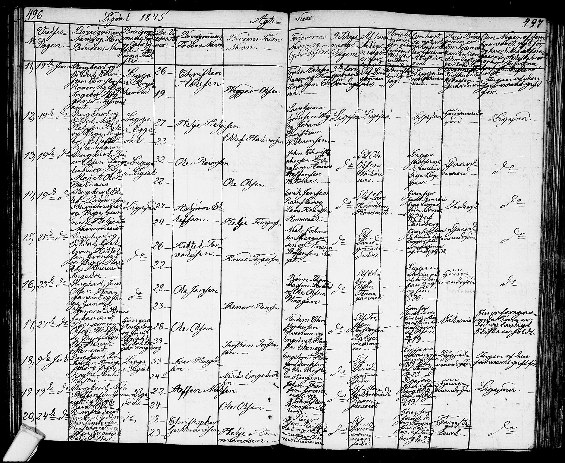 Sigdal kirkebøker, AV/SAKO-A-245/G/Ga/L0002: Parish register (copy) no. I 2, 1835-1856, p. 496-497