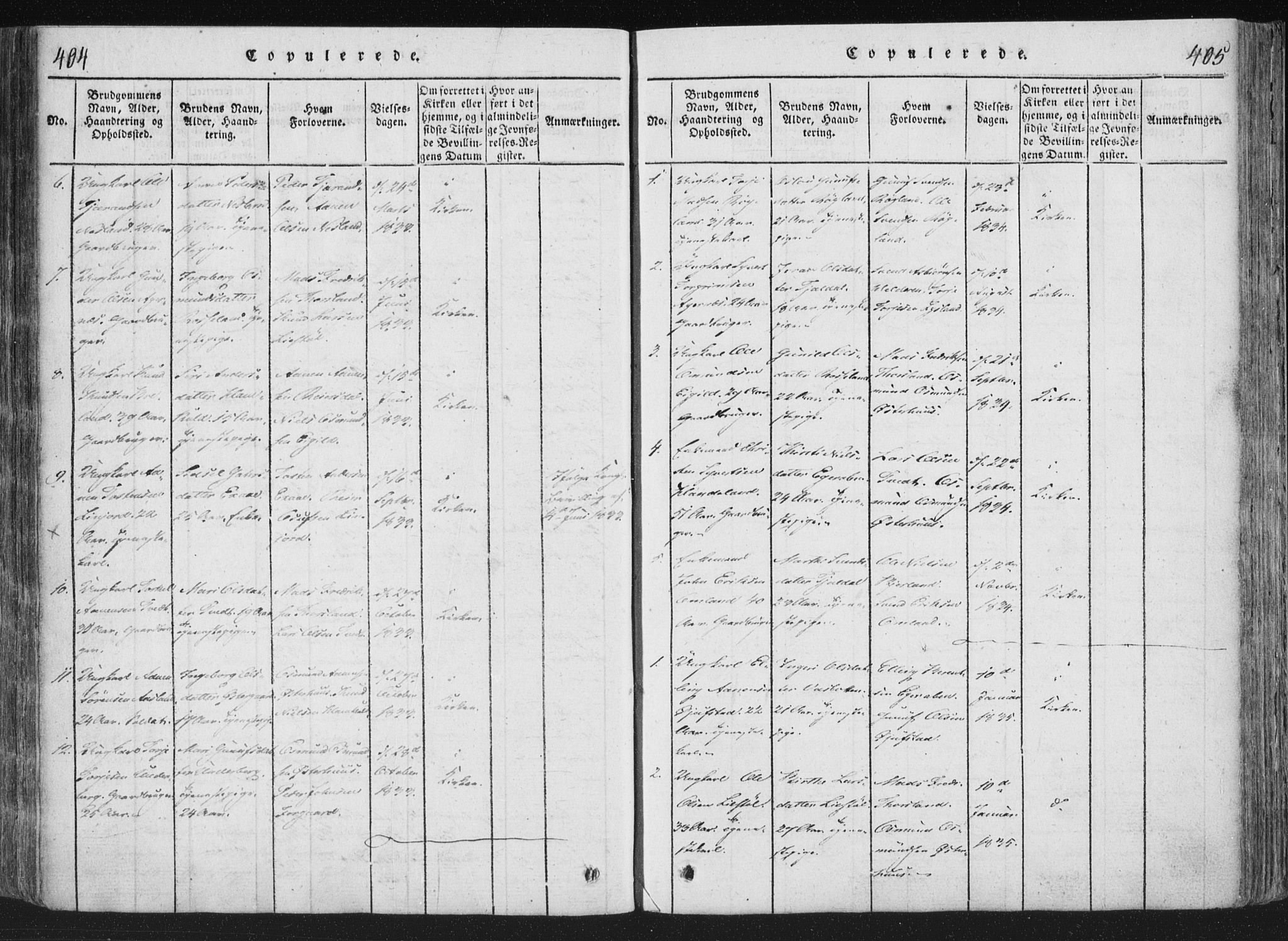 Åseral sokneprestkontor, AV/SAK-1111-0051/F/Fa/L0001: Parish register (official) no. A 1, 1815-1853, p. 404-405