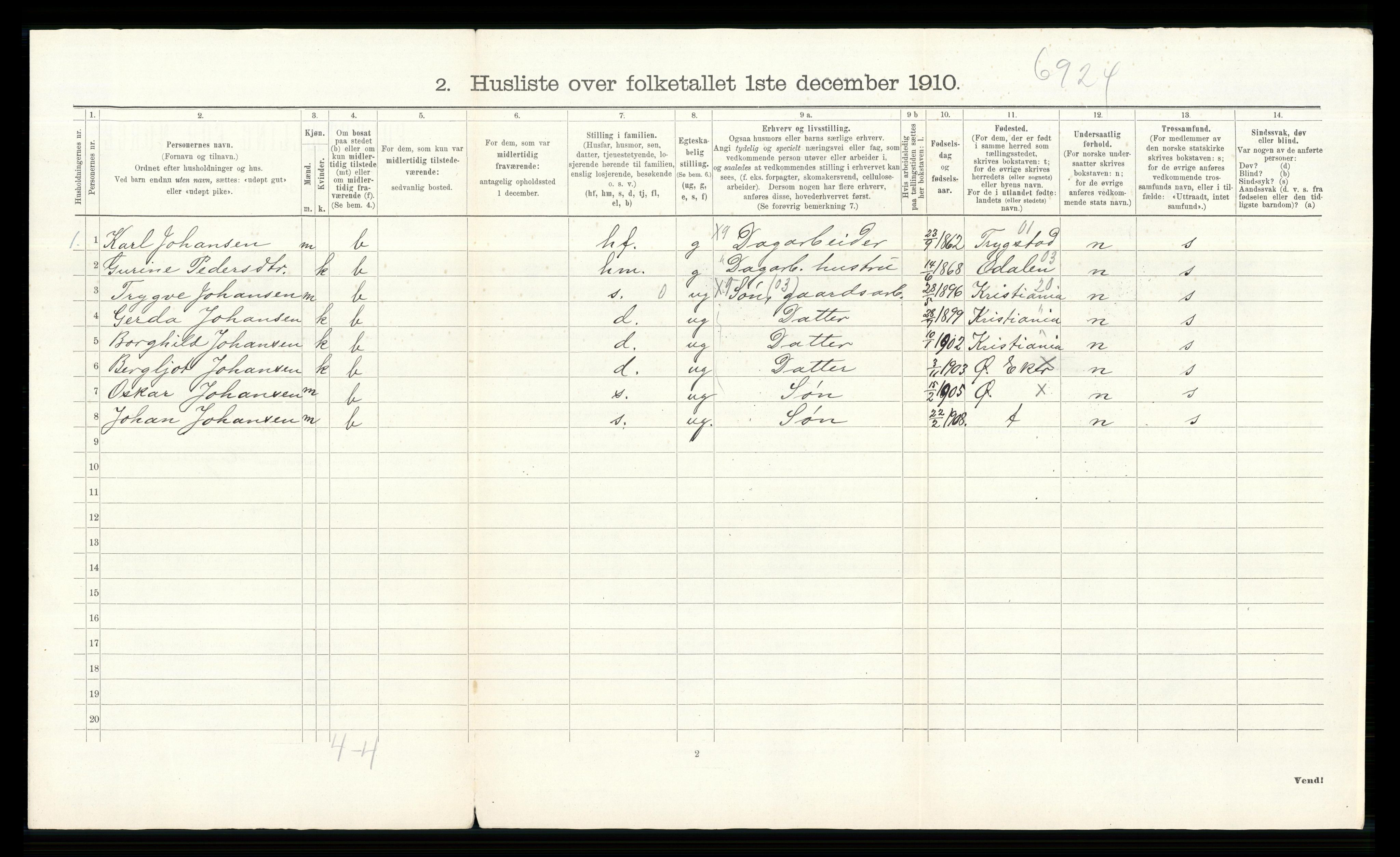 RA, 1910 census for Øvre Eiker, 1910, p. 3016