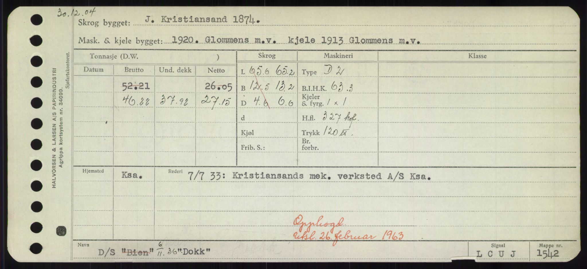 Sjøfartsdirektoratet med forløpere, Skipsmålingen, RA/S-1627/H/Hd/L0008: Fartøy, C-D, p. 551