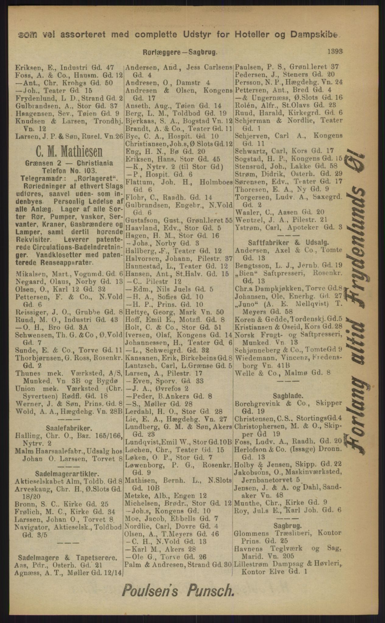 Kristiania/Oslo adressebok, PUBL/-, 1903, p. 1393