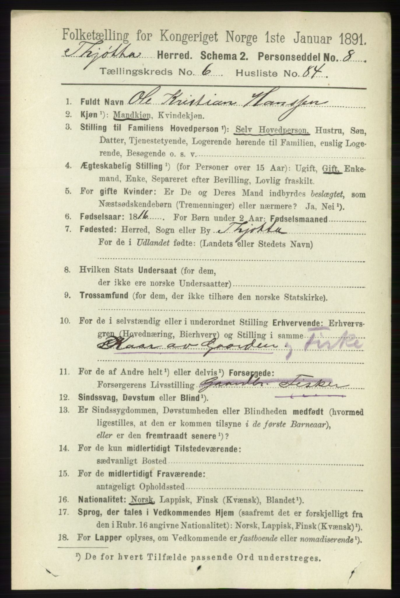 RA, 1891 census for 1817 Tjøtta, 1891, p. 3511