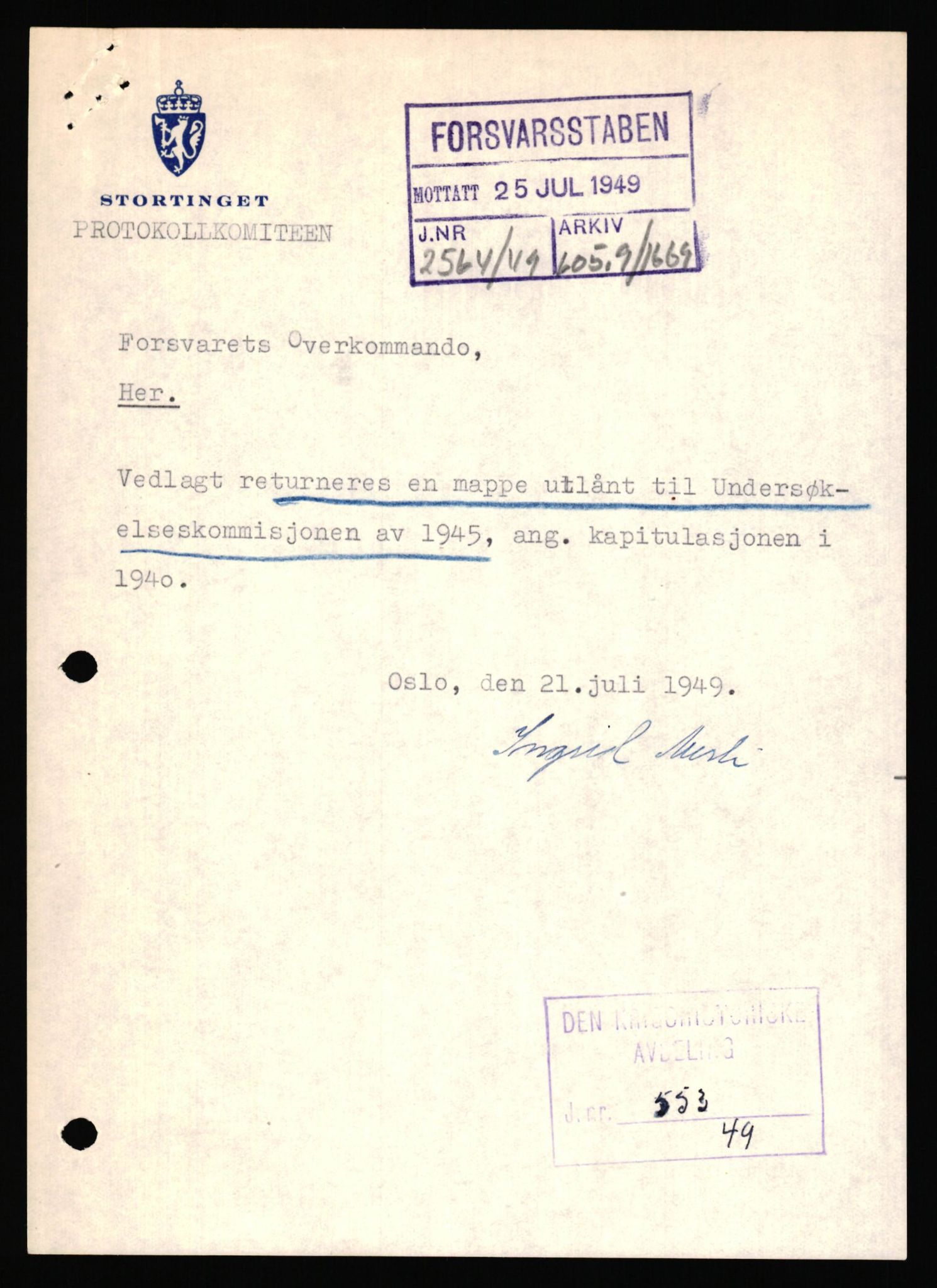 Forsvaret, Forsvarets krigshistoriske avdeling, AV/RA-RAFA-2017/Y/Yf/L0198: II-C-11-2100  -  Kapitulasjonen i 1940, 1940, p. 13