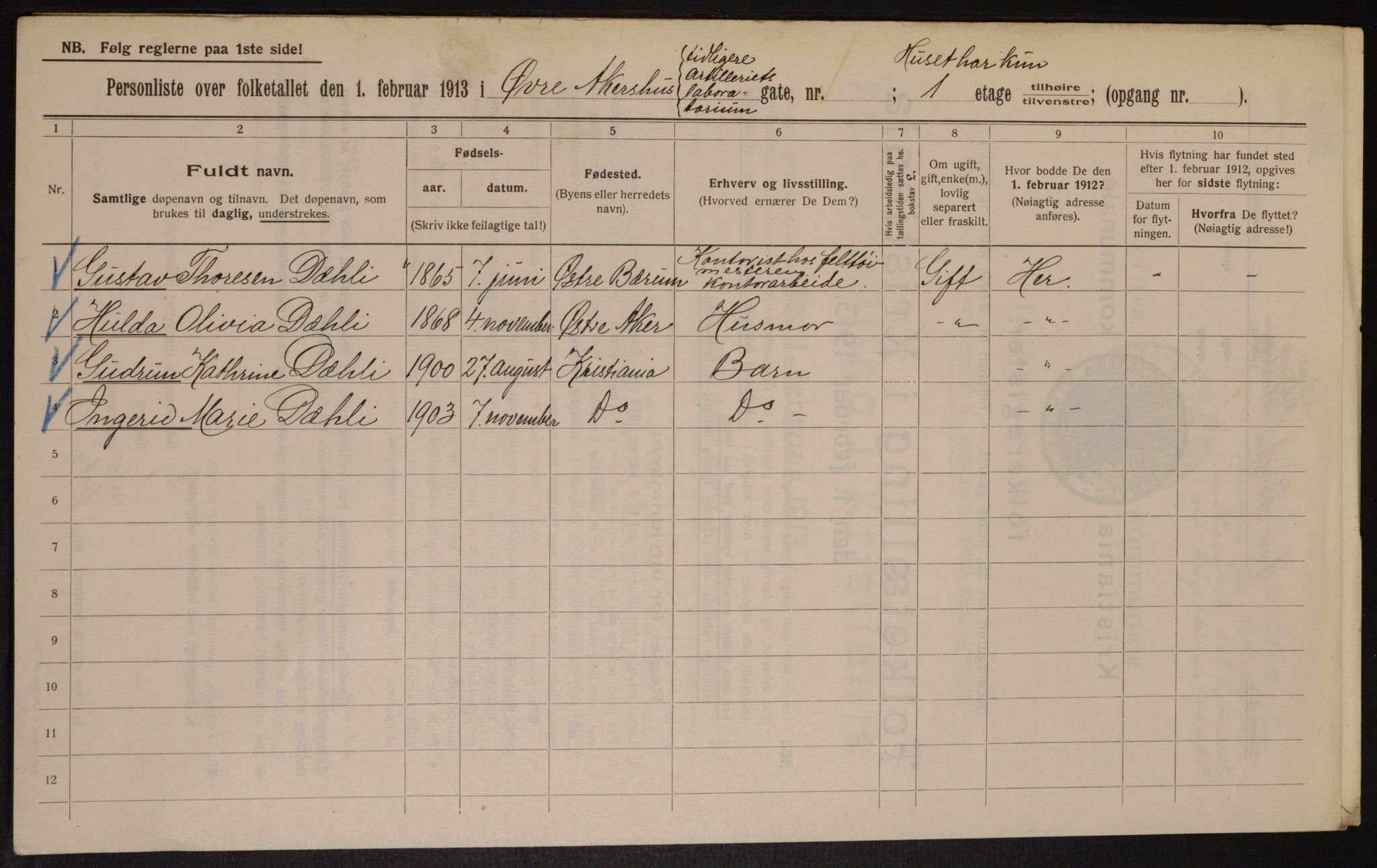 OBA, Municipal Census 1913 for Kristiania, 1913, p. 24338