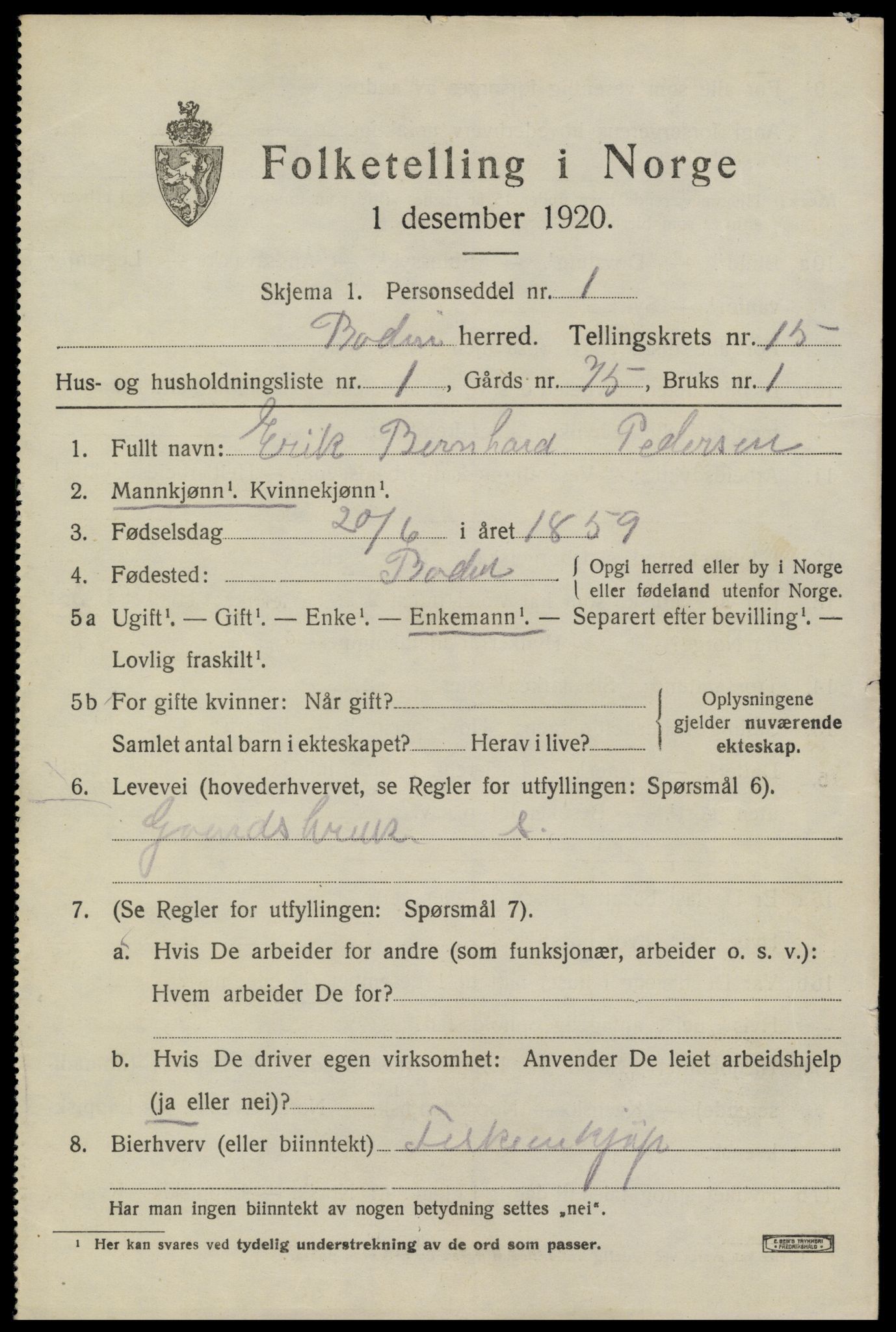 SAT, 1920 census for Bodin, 1920, p. 10880