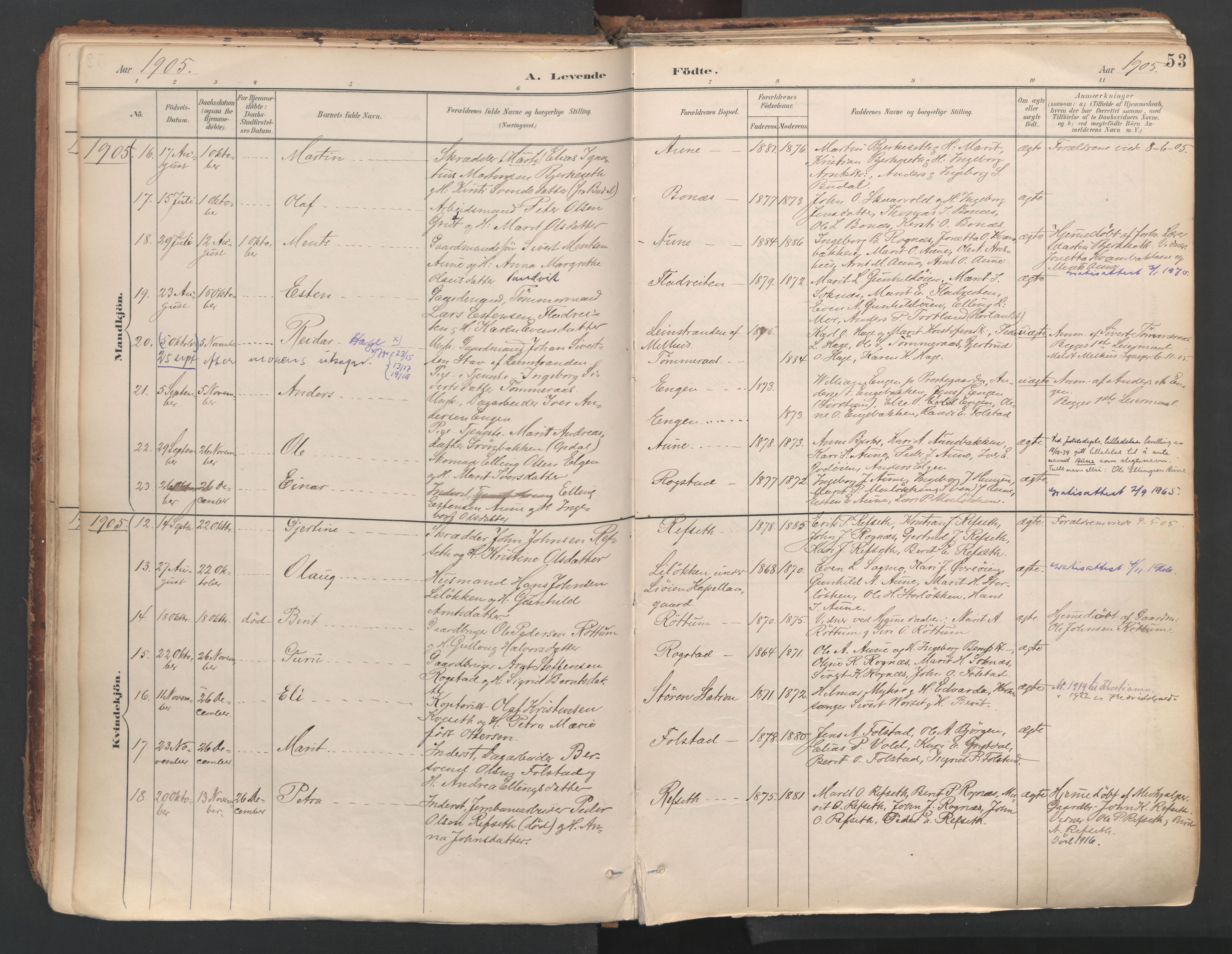Ministerialprotokoller, klokkerbøker og fødselsregistre - Sør-Trøndelag, SAT/A-1456/687/L1004: Parish register (official) no. 687A10, 1891-1923, p. 53