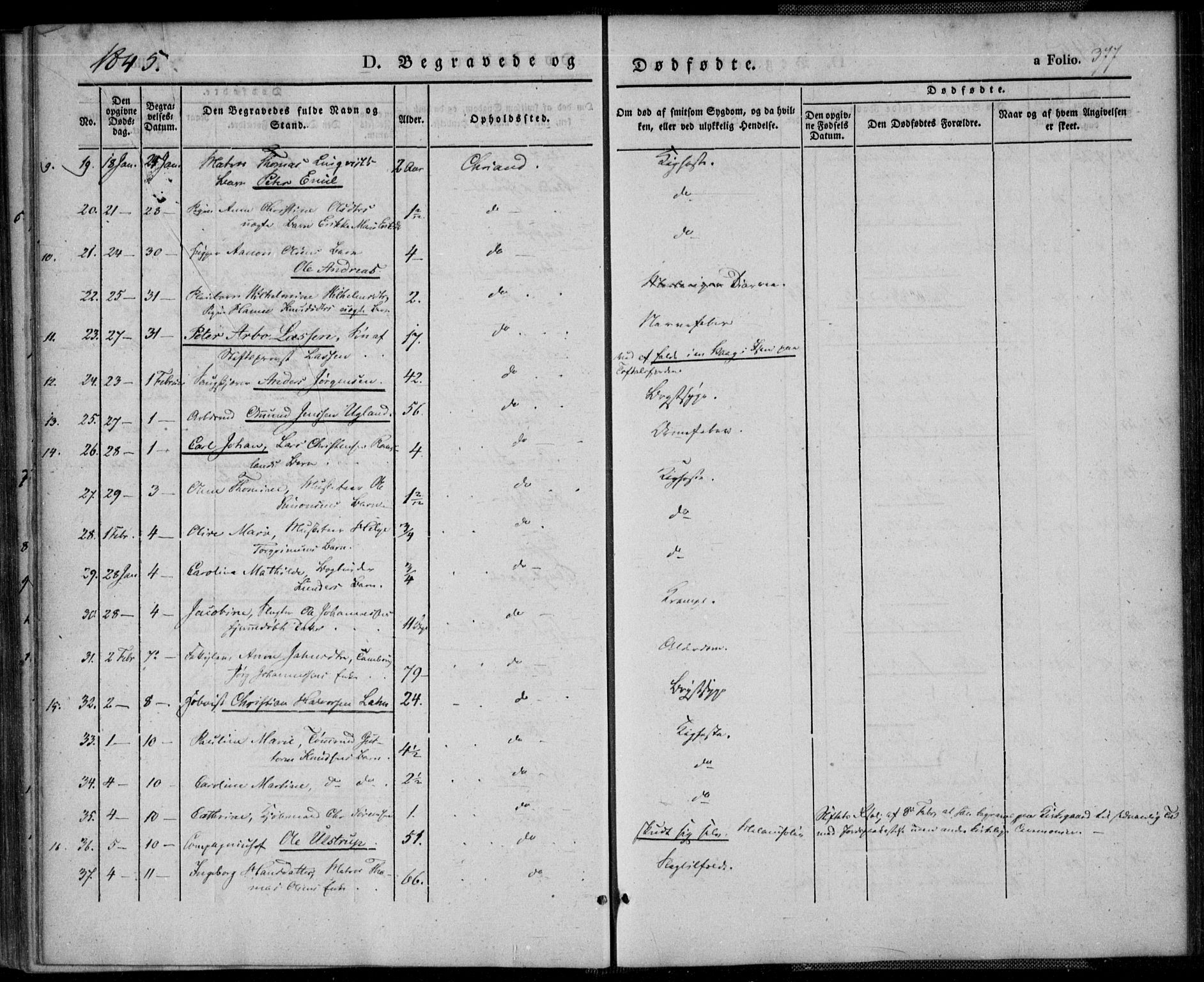 Kristiansand domprosti, AV/SAK-1112-0006/F/Fa/L0013: Parish register (official) no. A 13, 1842-1851, p. 377