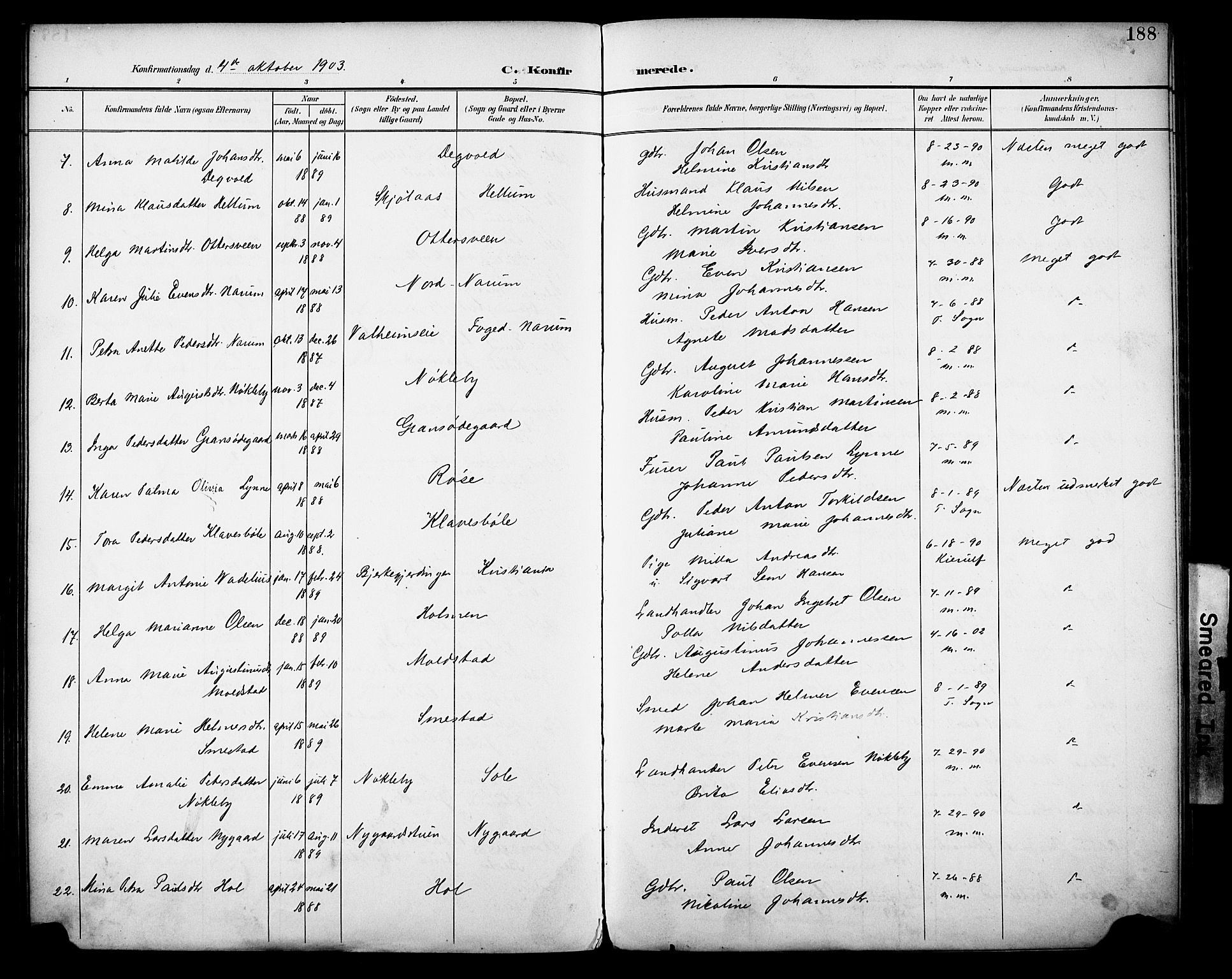 Vestre Toten prestekontor, AV/SAH-PREST-108/H/Ha/Haa/L0013: Parish register (official) no. 13, 1895-1911, p. 188