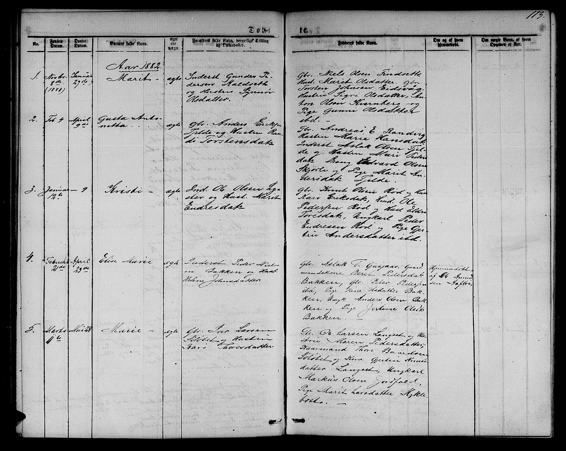 Ministerialprotokoller, klokkerbøker og fødselsregistre - Møre og Romsdal, AV/SAT-A-1454/551/L0630: Parish register (copy) no. 551C02, 1867-1885, p. 113