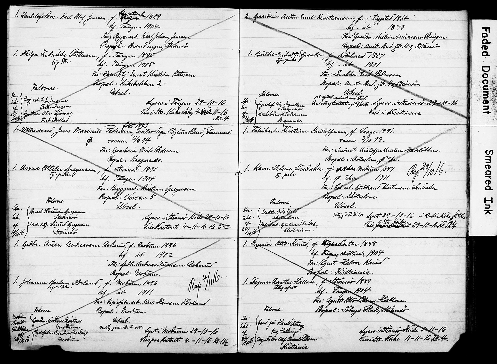 Strømsø kirkebøker, AV/SAKO-A-246/H/Ha/L0014: Banns register no. 14, 1911-1920