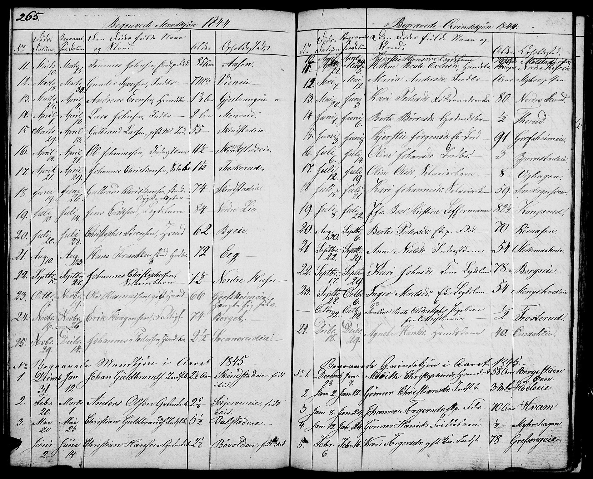Nes prestekontor, Hedmark, SAH/PREST-020/L/La/L0004: Parish register (copy) no. 4, 1832-1861, p. 265