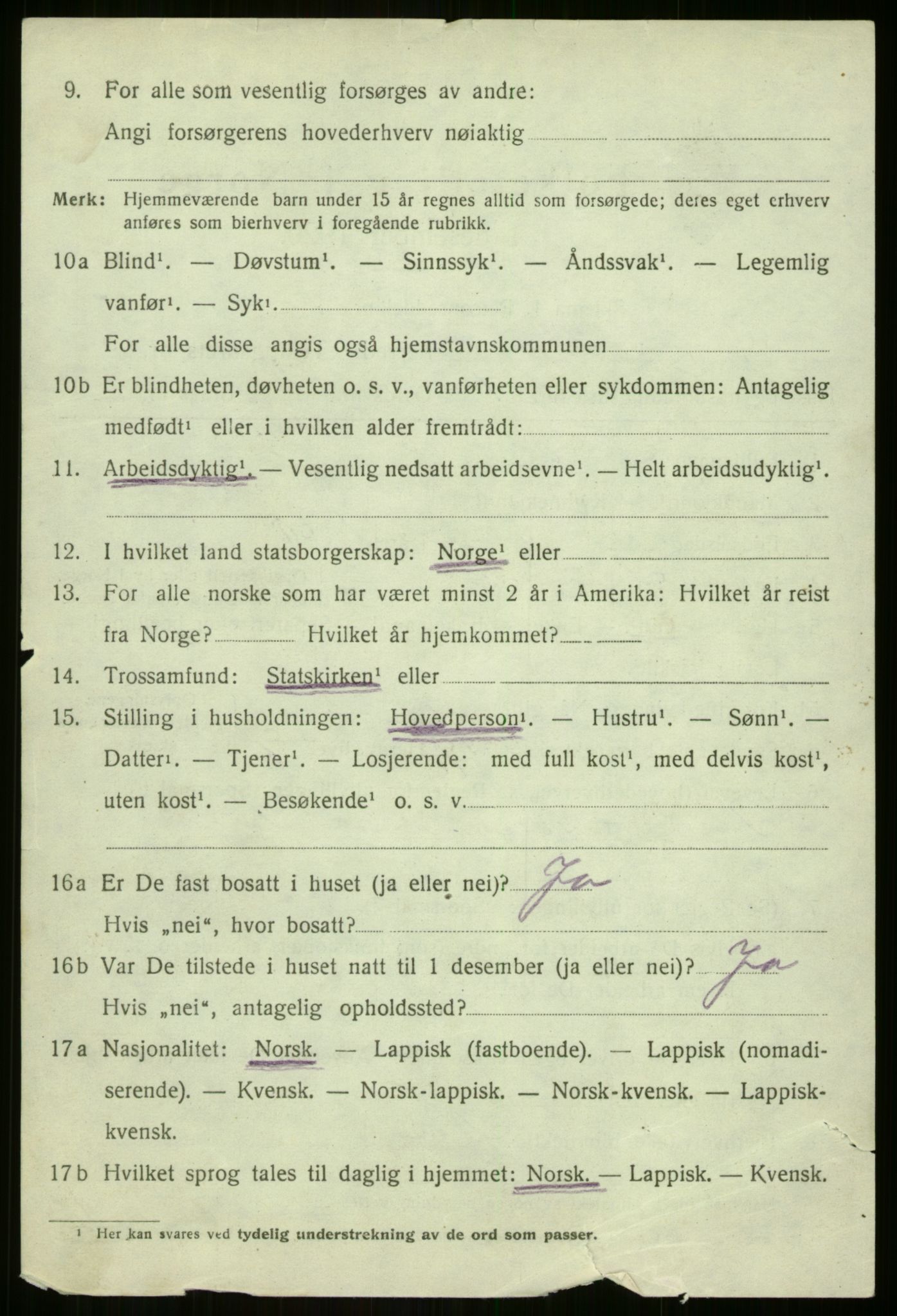 SATØ, 1920 census for Berg, 1920, p. 1705