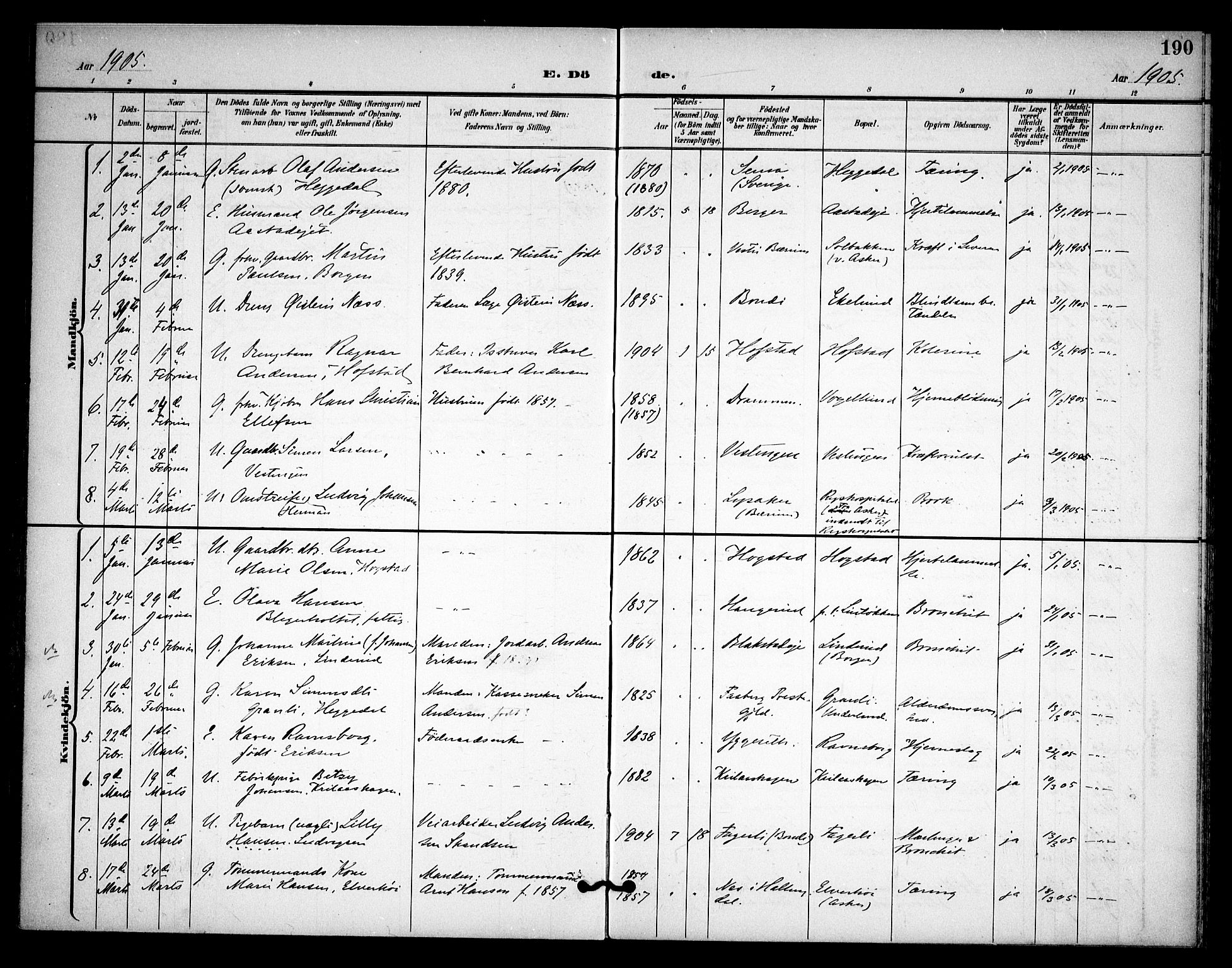 Asker prestekontor Kirkebøker, SAO/A-10256a/F/Fa/L0015: Parish register (official) no. I 15, 1896-1915, p. 190
