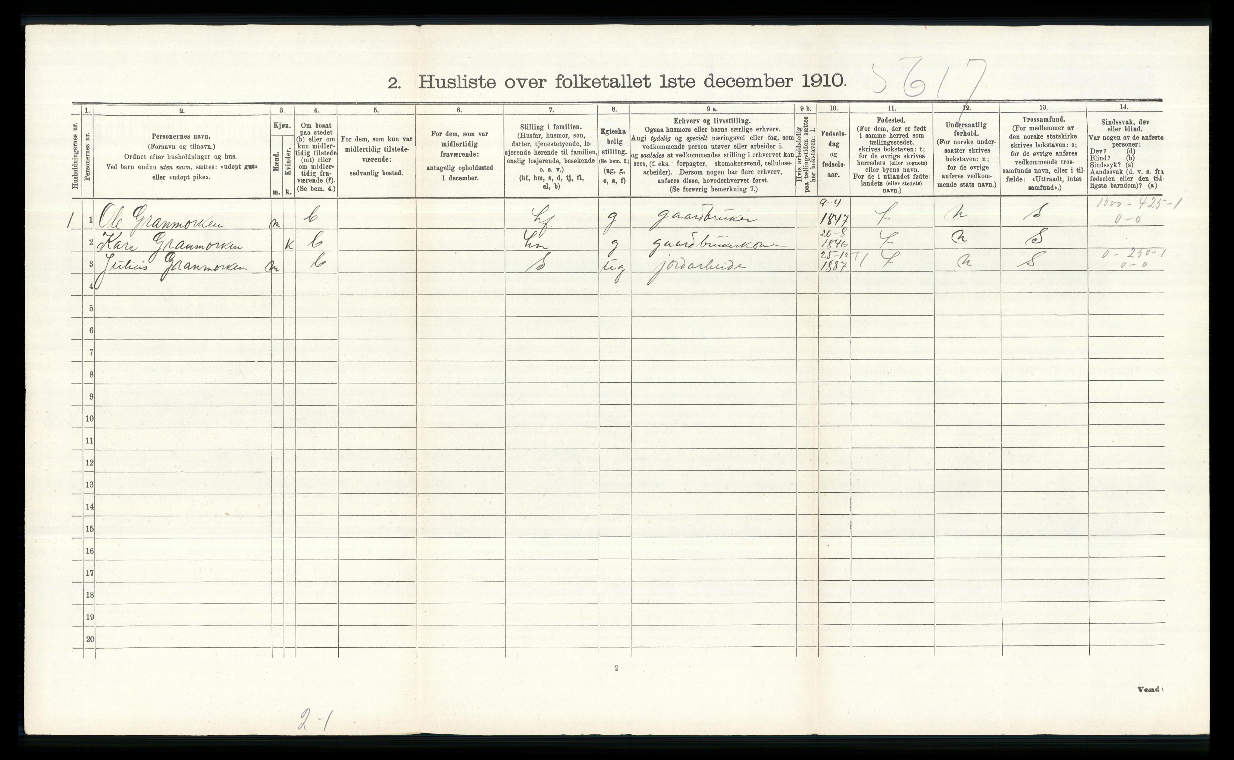 RA, 1910 census for Nord-Fron, 1910, p. 773