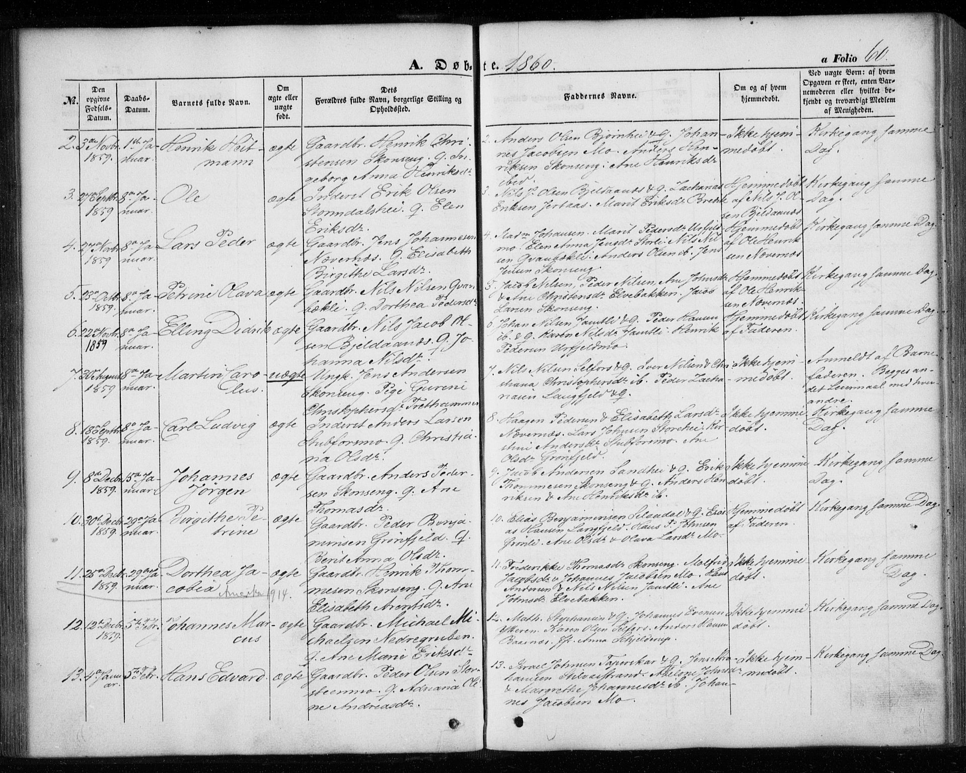 Ministerialprotokoller, klokkerbøker og fødselsregistre - Nordland, AV/SAT-A-1459/827/L0392: Parish register (official) no. 827A04, 1853-1866, p. 60