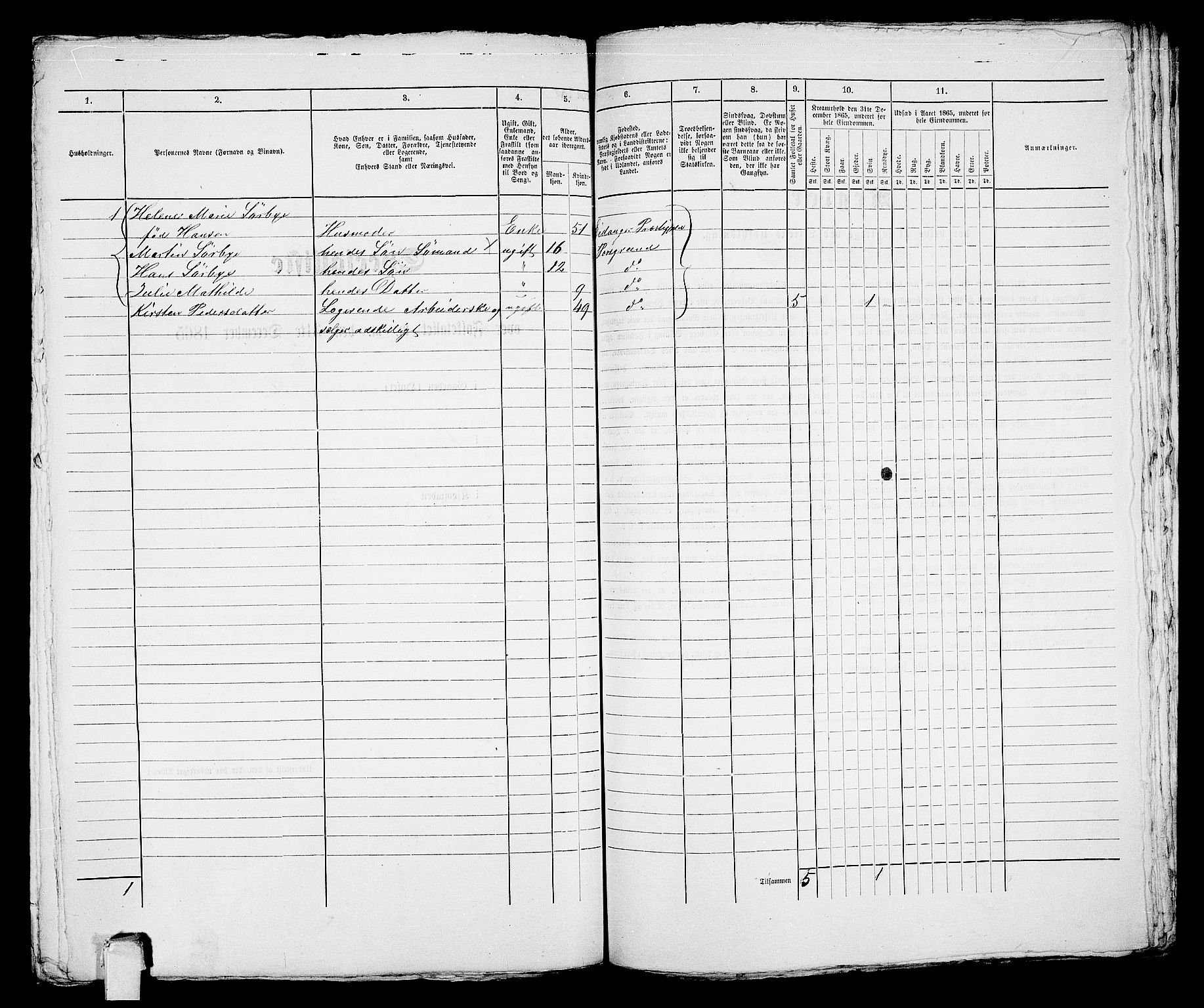 RA, 1865 census for Porsgrunn, 1865, p. 789
