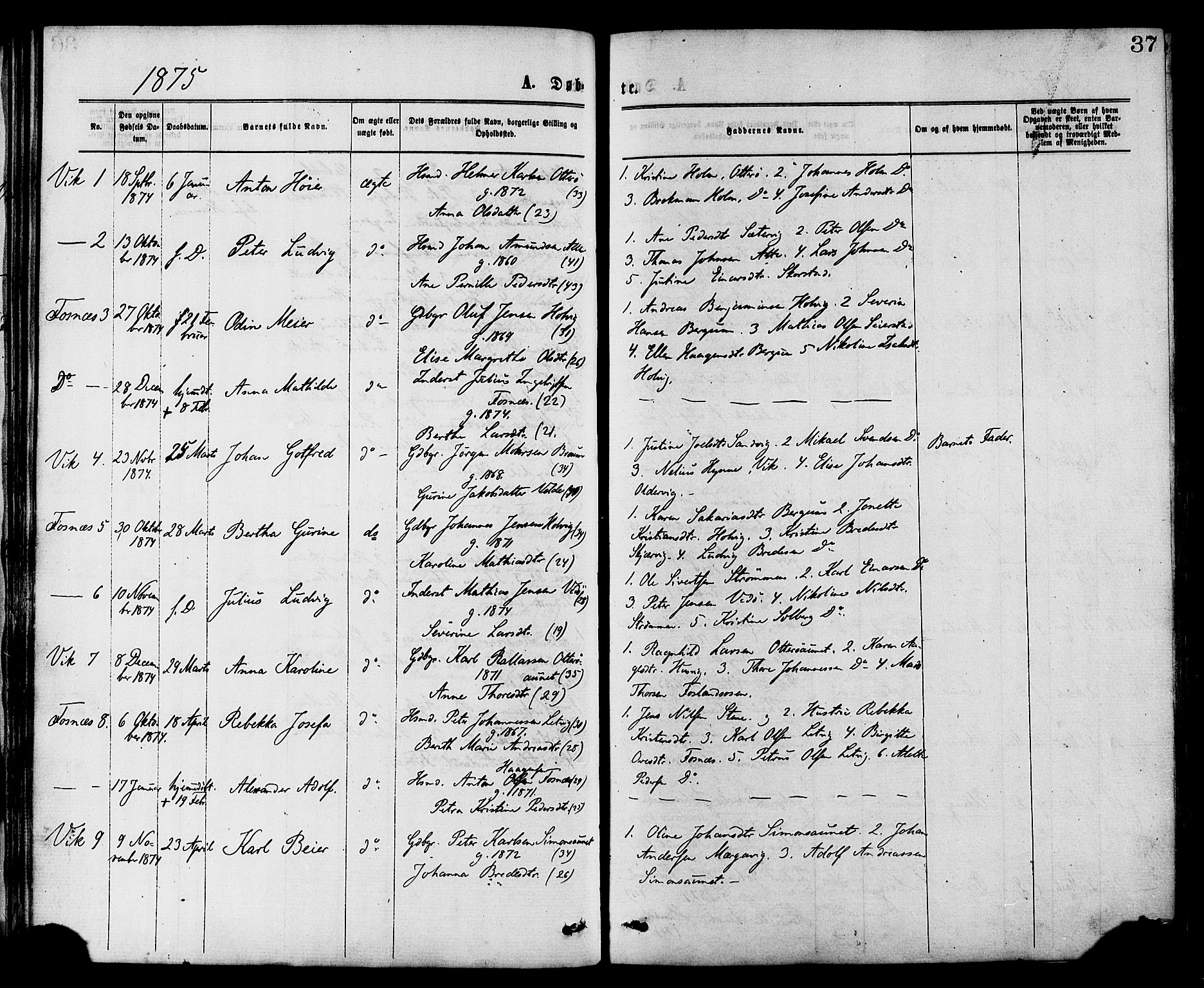 Ministerialprotokoller, klokkerbøker og fødselsregistre - Nord-Trøndelag, SAT/A-1458/773/L0616: Parish register (official) no. 773A07, 1870-1887, p. 37